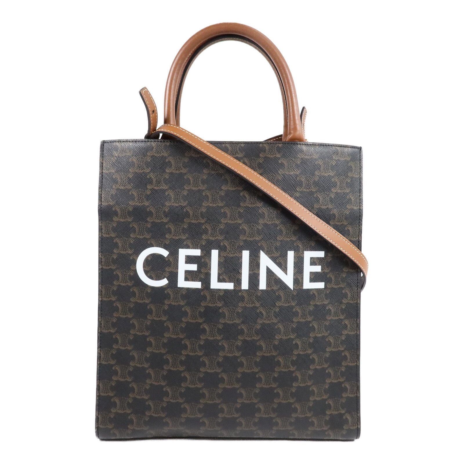 CELINE 塗層帆布Triomphe Cabas Tote Bag手挽肩背兩用袋