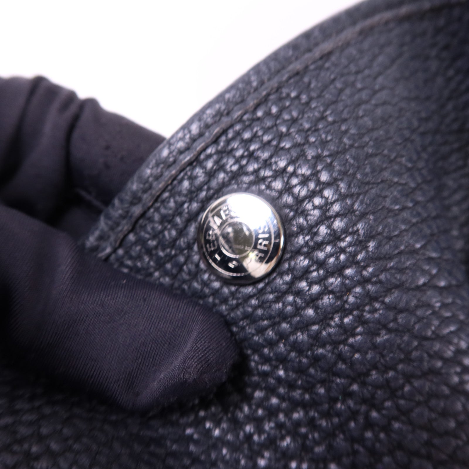 HERMES Negonda皮革Garden Party PM銀扣手挽袋Noir