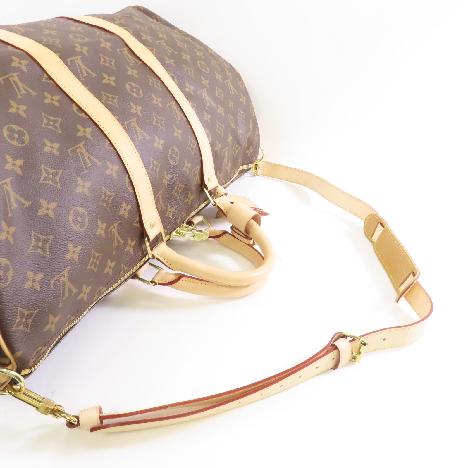 LOUIS VUITTON Monogram Keepall 50 Bandouliere金扣手挽肩背兩用袋棕色