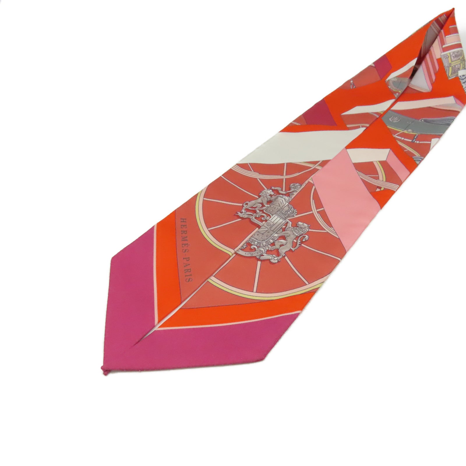 HERMES 【激減優惠】絲質Twilly Scarf絲巾橙色/白色/彩色