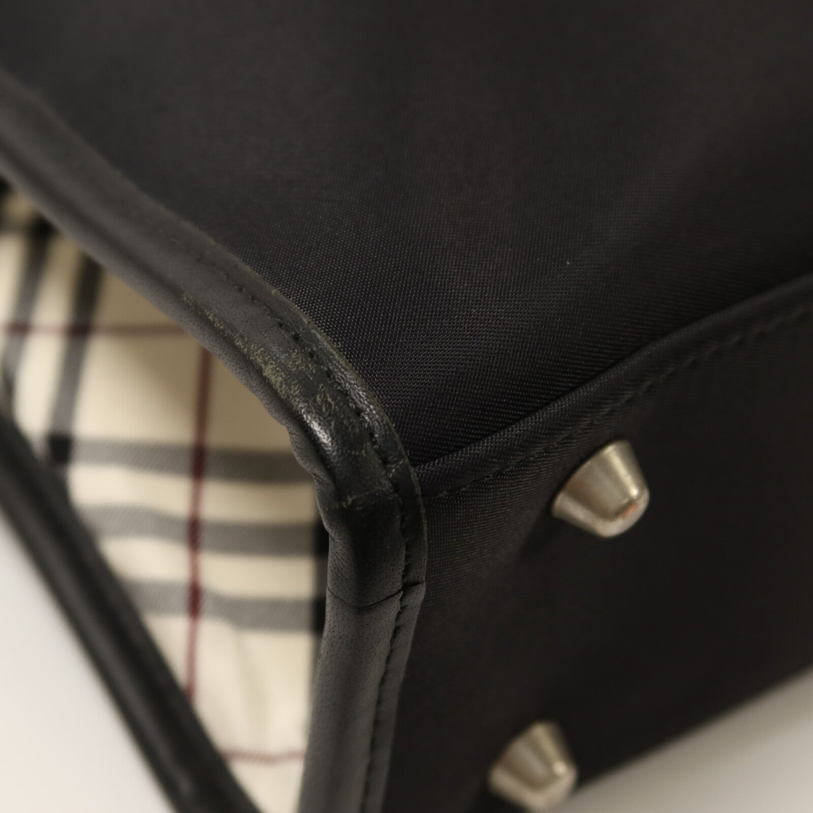 BURBERRY 尼龍/牛皮皮革Brifecase銀扣公事包