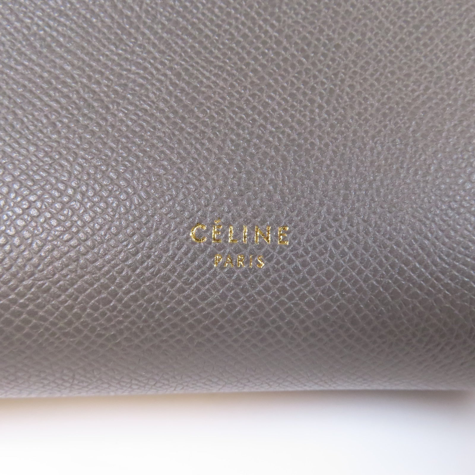 CELINE 牛皮皮革Micro Belt Bag金扣手挽肩背兩用袋灰色