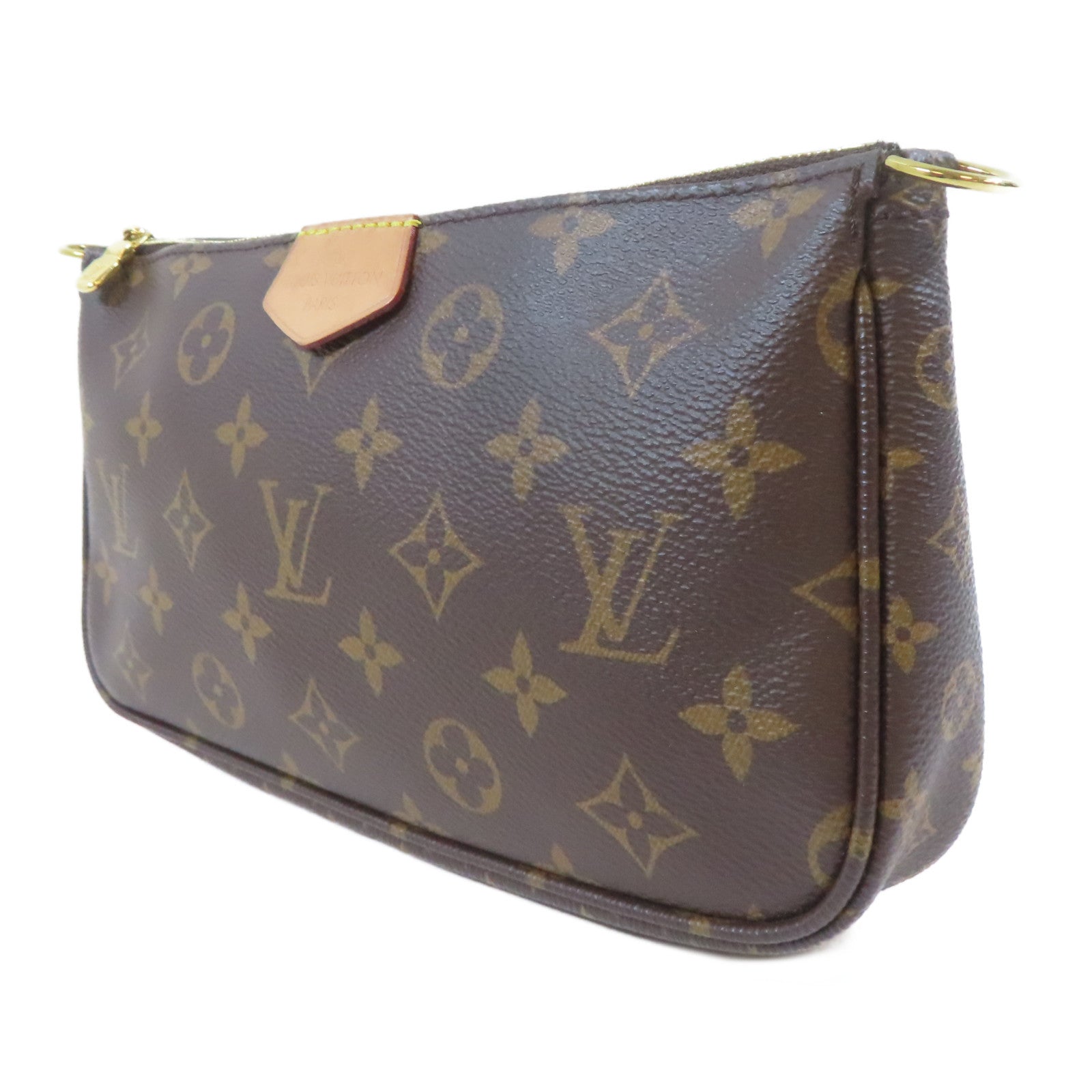 LOUIS VUITTON Monogram Multi Pochette Accessoires金扣手挽肩背兩用袋啡色