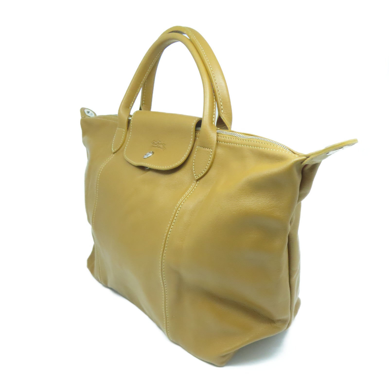 Longchamp 【激減優惠】牛皮皮革2 Way Shoulder Bag銀扣手挽肩背兩用袋啡色