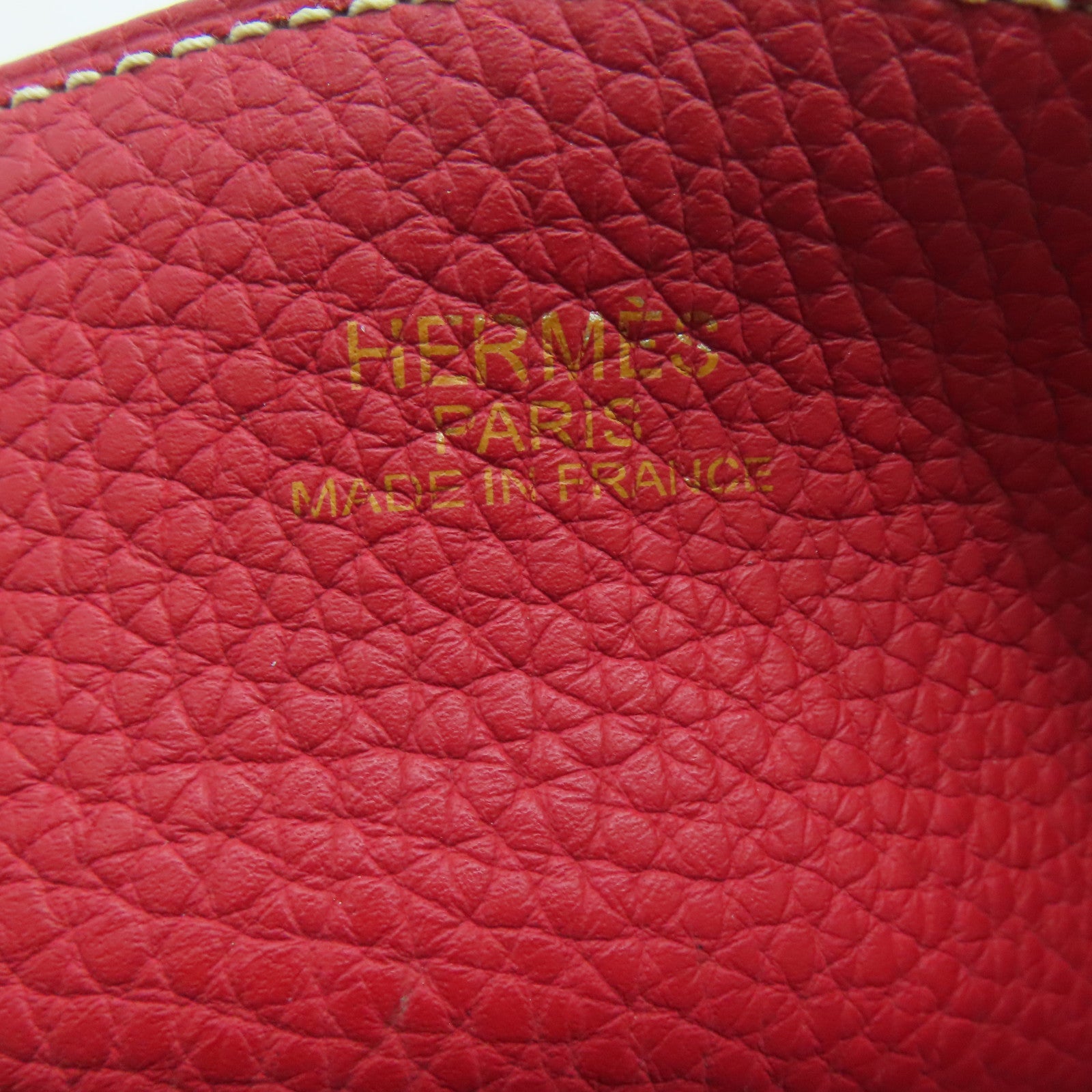 HERMES 【激減優惠精選】Clemence皮革Double Sens肩背袋Rouge Piment/Crevette紅色/淺橙色