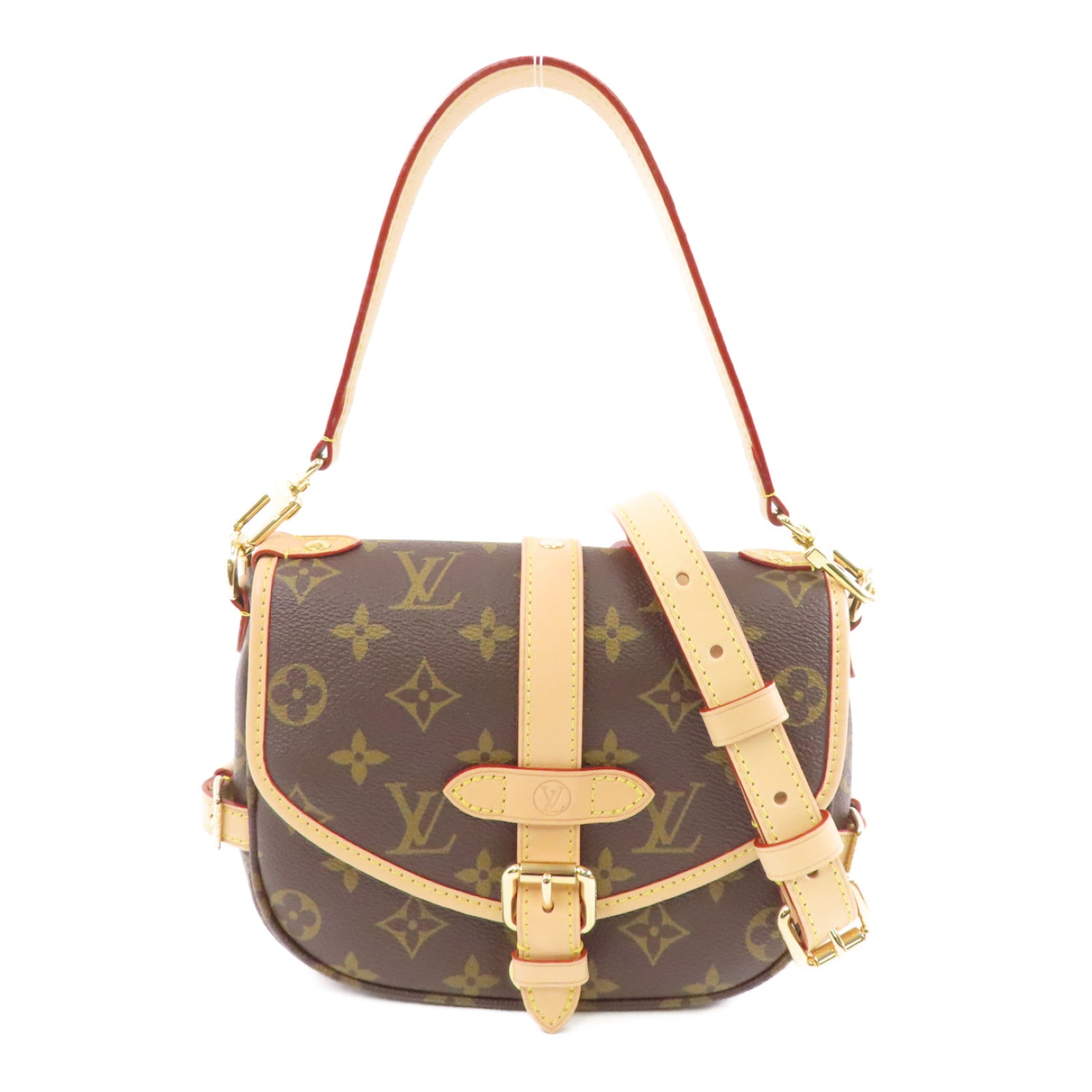 LOUIS VUITTON Monogram Saumur BB金扣手挽肩背兩用袋啡色