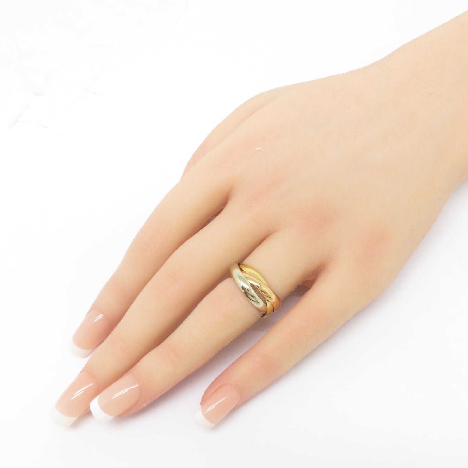 CARTIER 18K黃金/白金/玫瑰金Trinity戒指Cartier#52/US#6