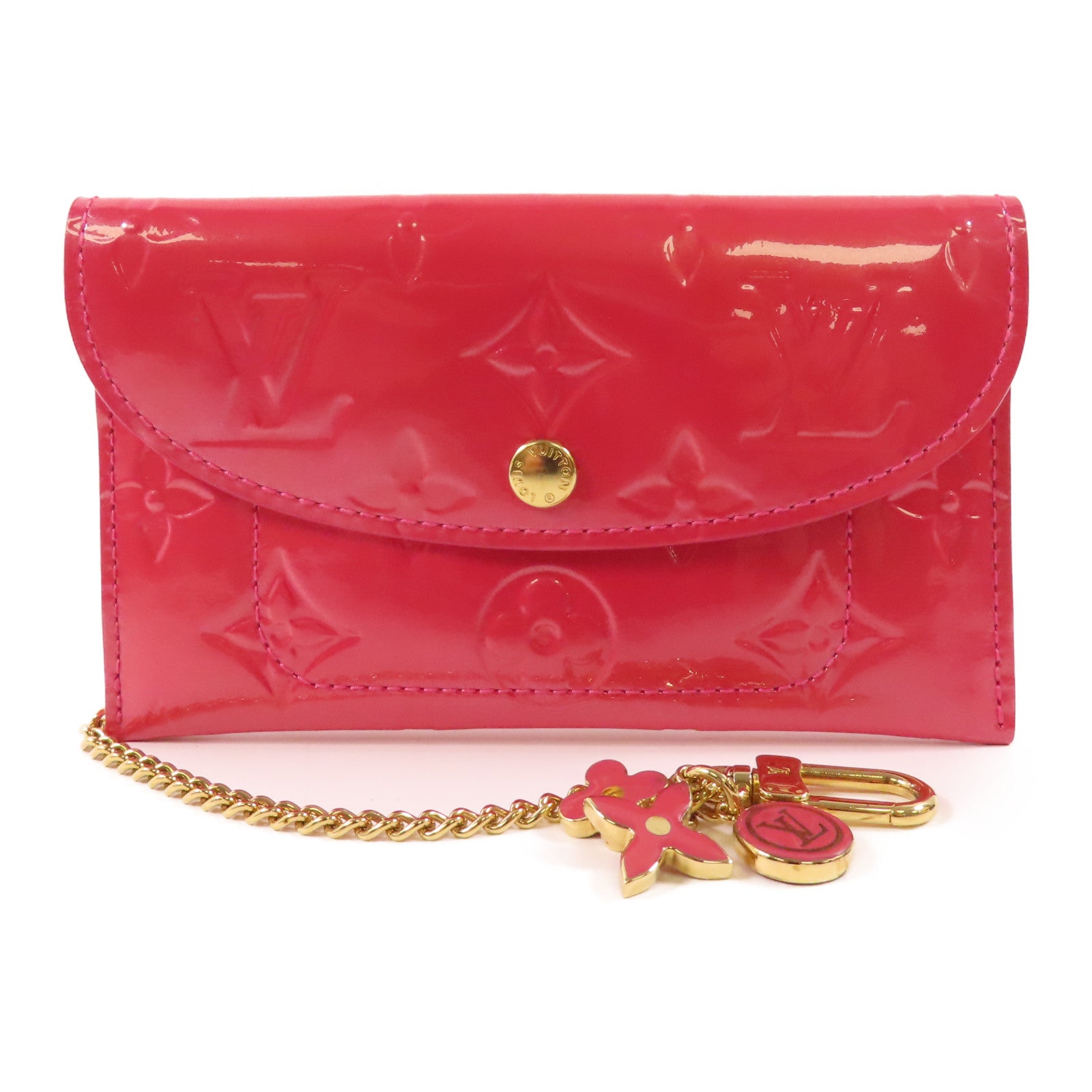 LOUIS VUITTON Vernis Card Case金扣卡片套粉紅色