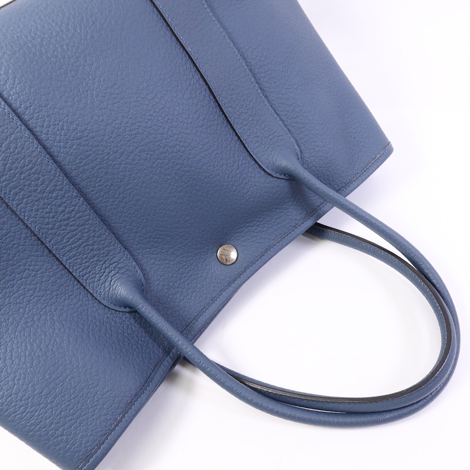 HERMES Country皮革Garden Party PM手挽袋Bleu Tempete