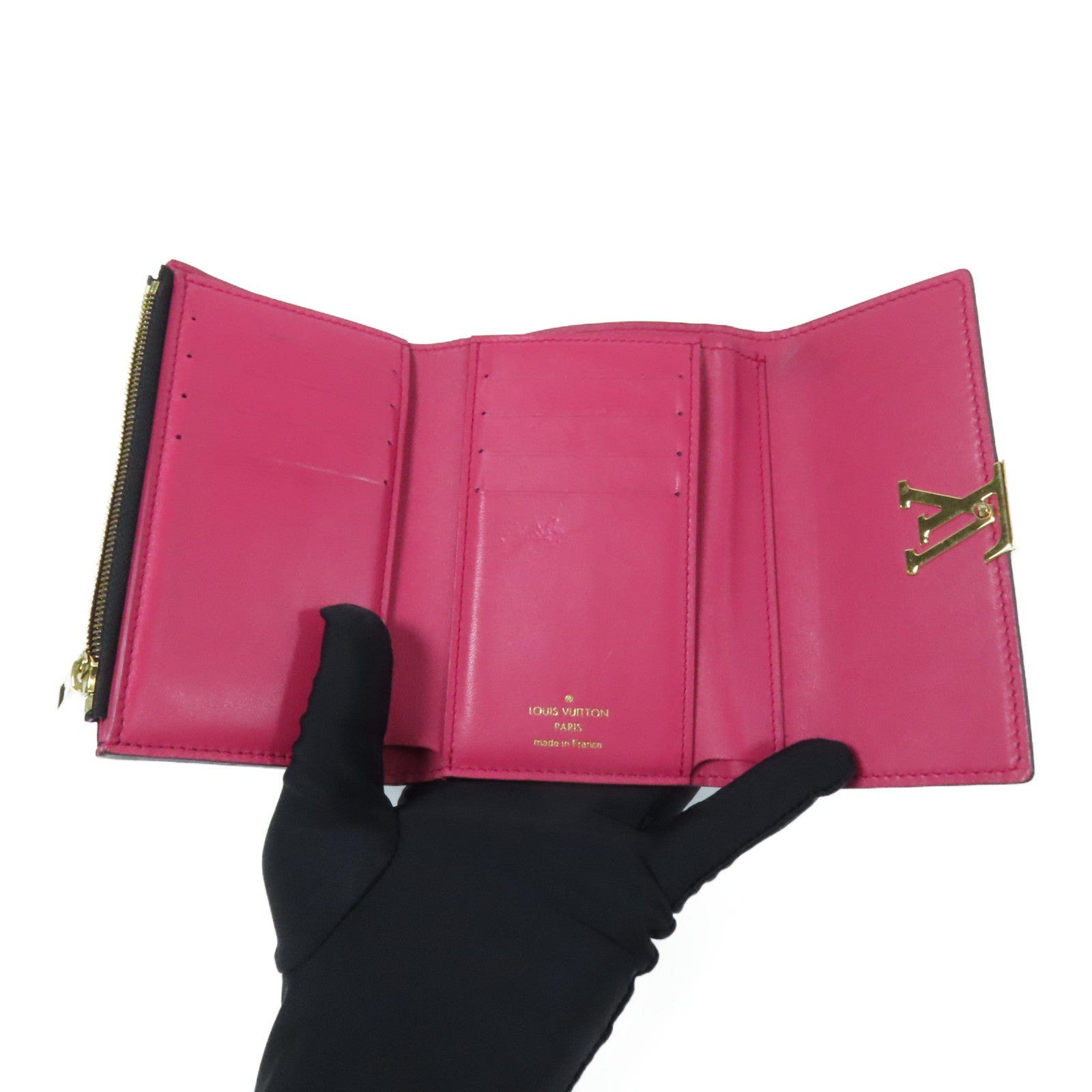 LOUIS VUITTON 牛皮皮革Capucines Compact金扣錢包