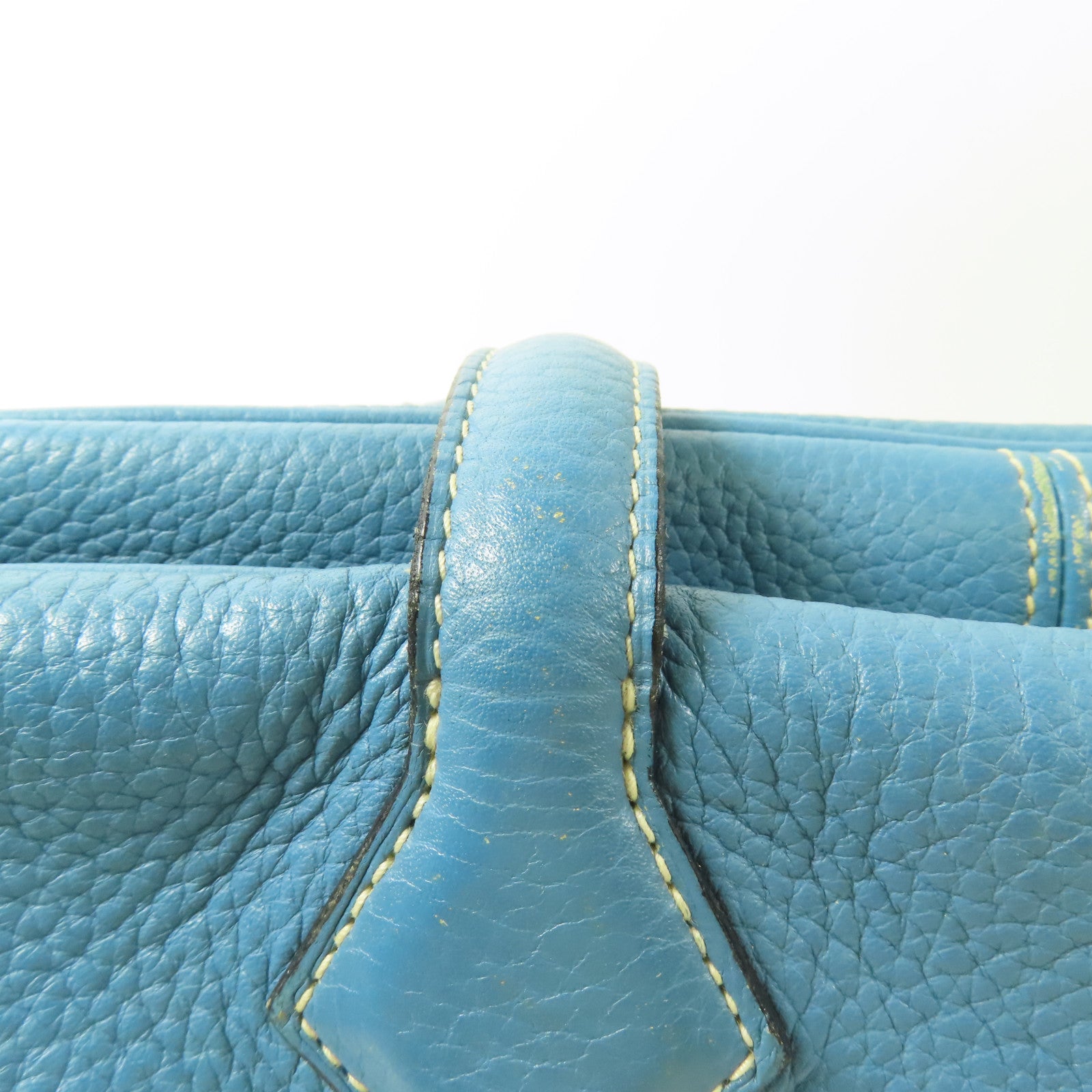 HERMES Clemence皮革Victoria銀扣肩背袋Bleu Jean