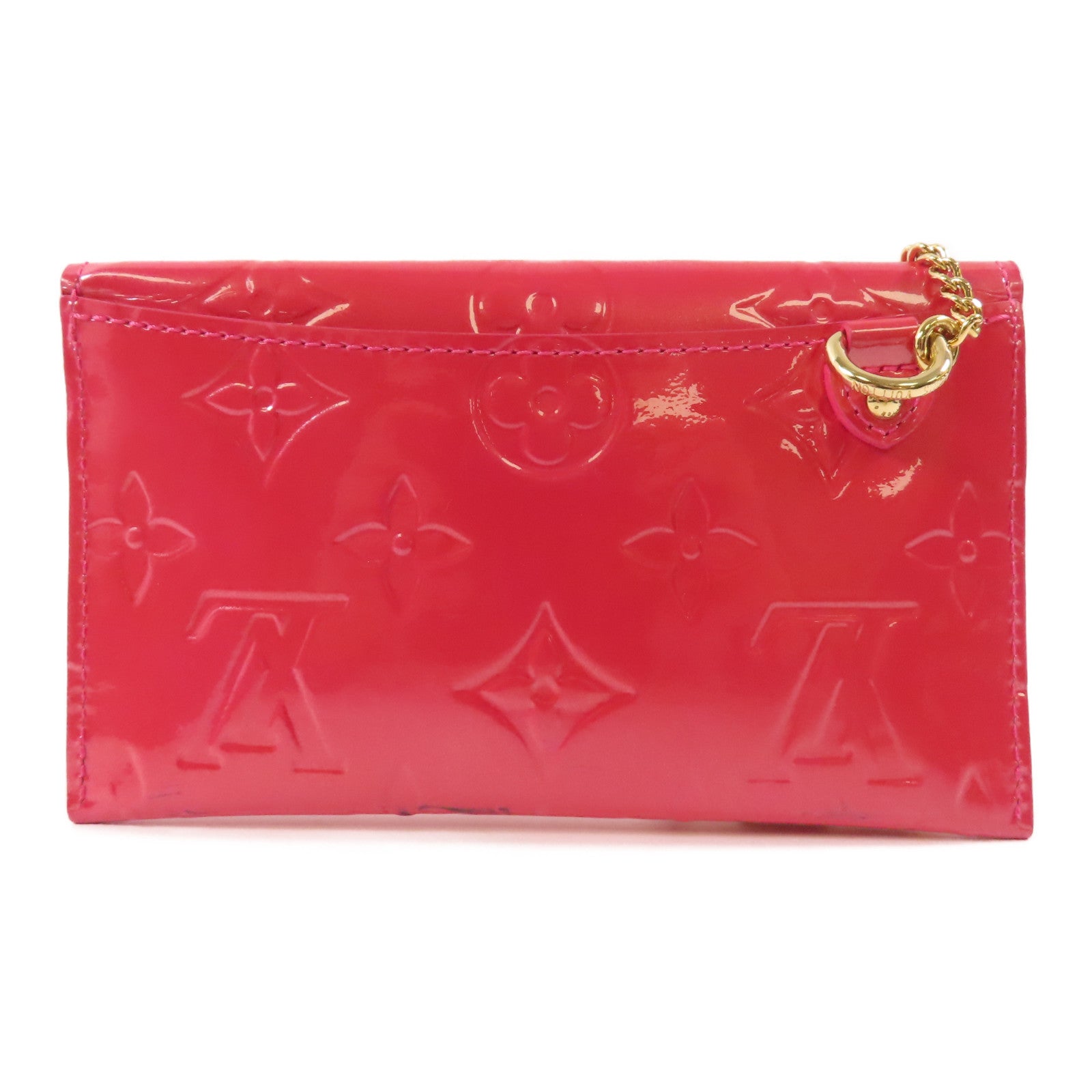 LOUIS VUITTON Vernis Card Case金扣卡片套粉紅色