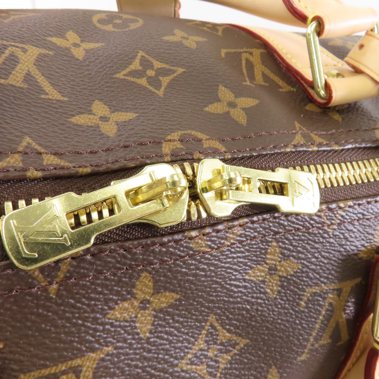 LOUIS VUITTON Monogram Keepall 50 Bandouliere金扣手挽肩背兩用袋棕色