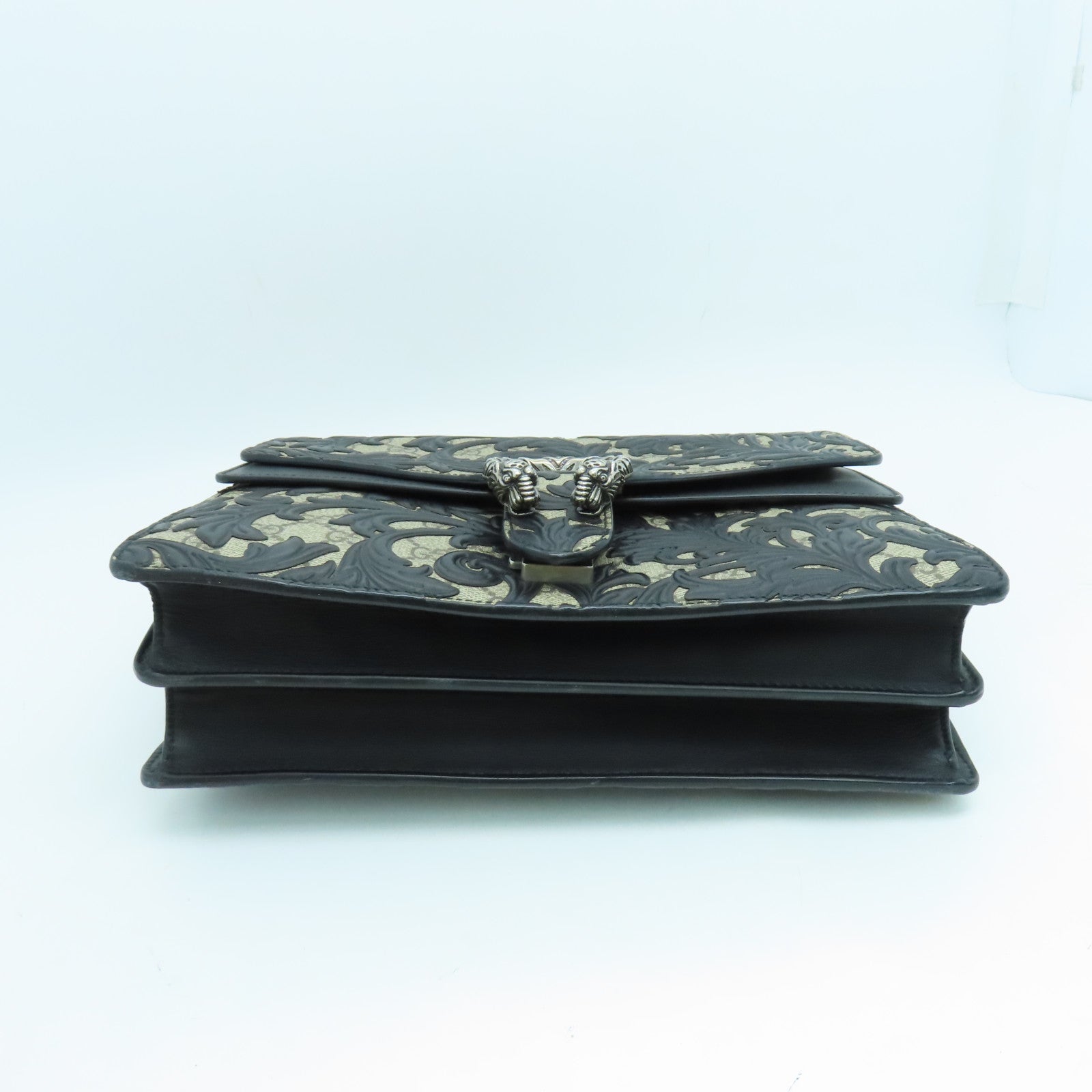 GUCCI 【激減優惠】塗層皮革Dionysus銀扣肩背袋黑色/啡色