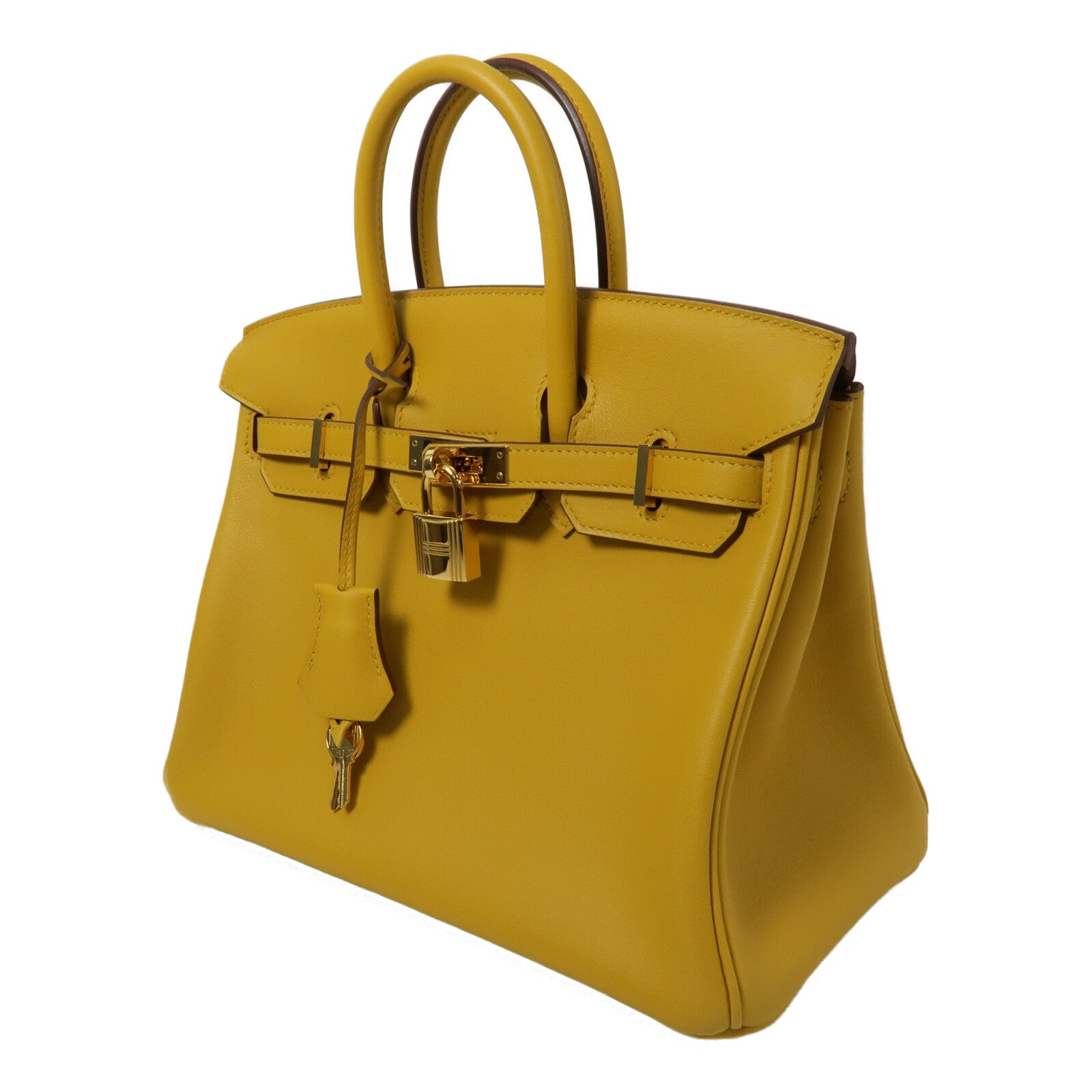 HERMES Swift皮革Birkin 25手挽袋Jaune Amber