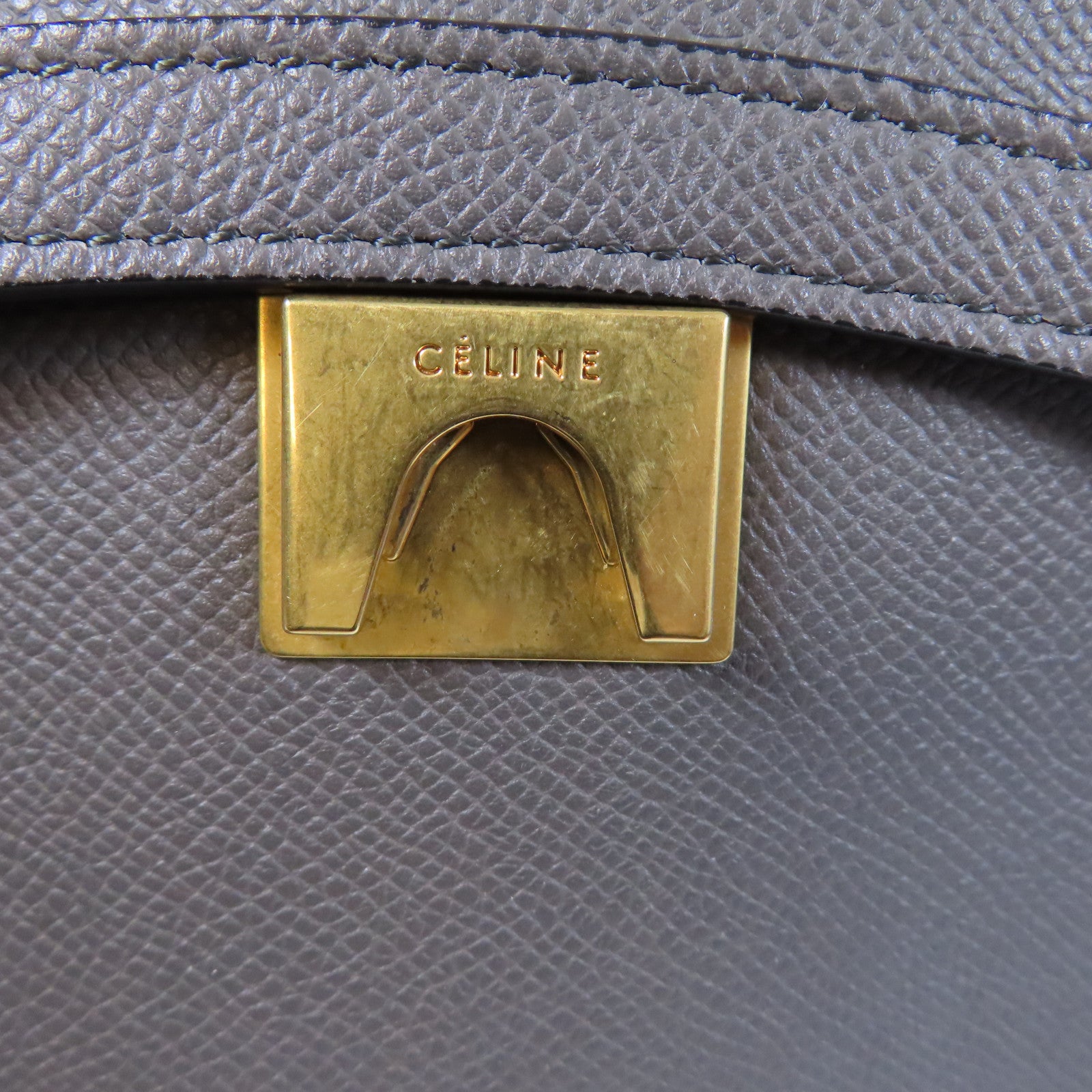CELINE 牛皮皮革Micro Belt Bag金扣手挽肩背兩用袋灰色