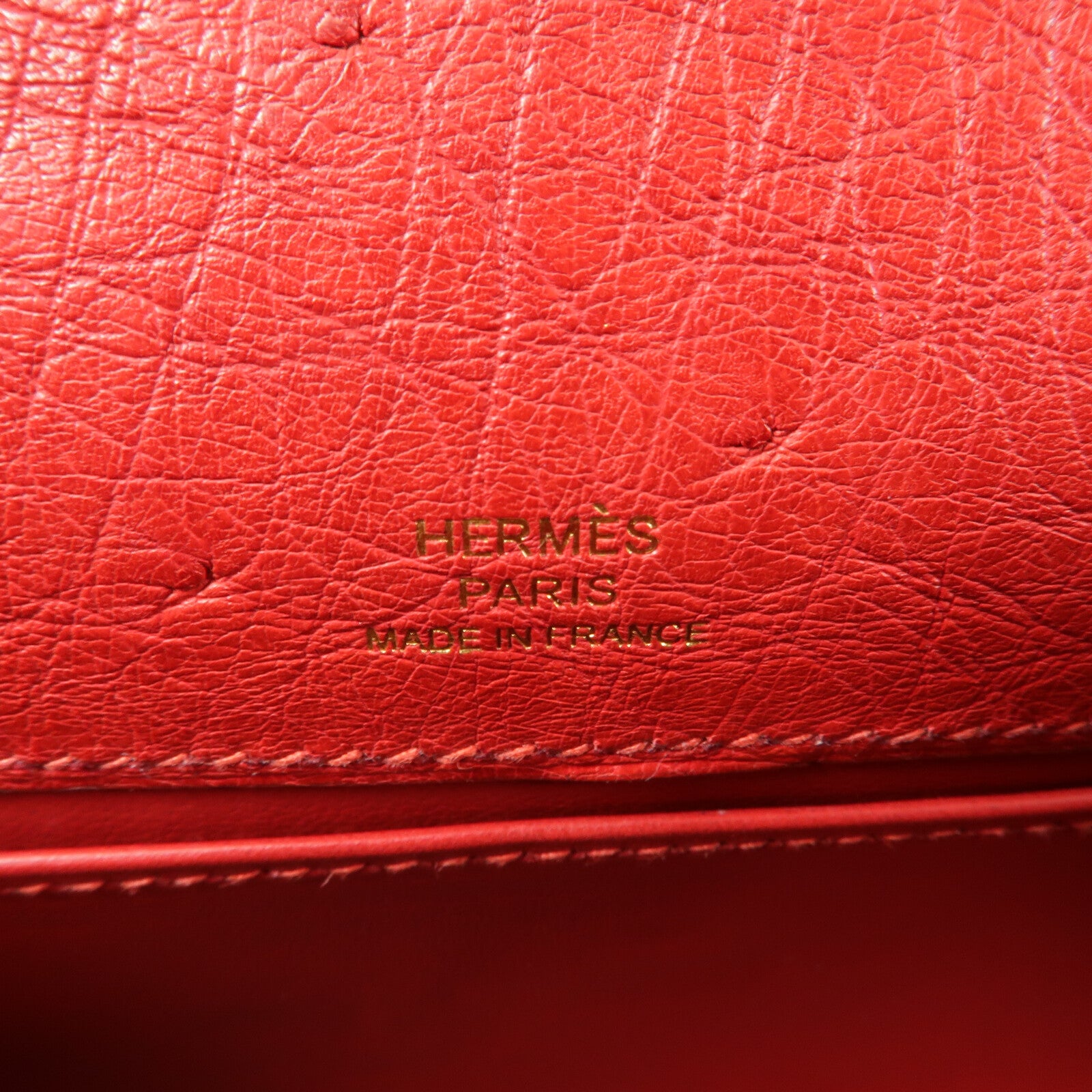 HERMES 【激減優惠】鴕鳥皮革Kelly Pochette手挽袋Rouge Vif