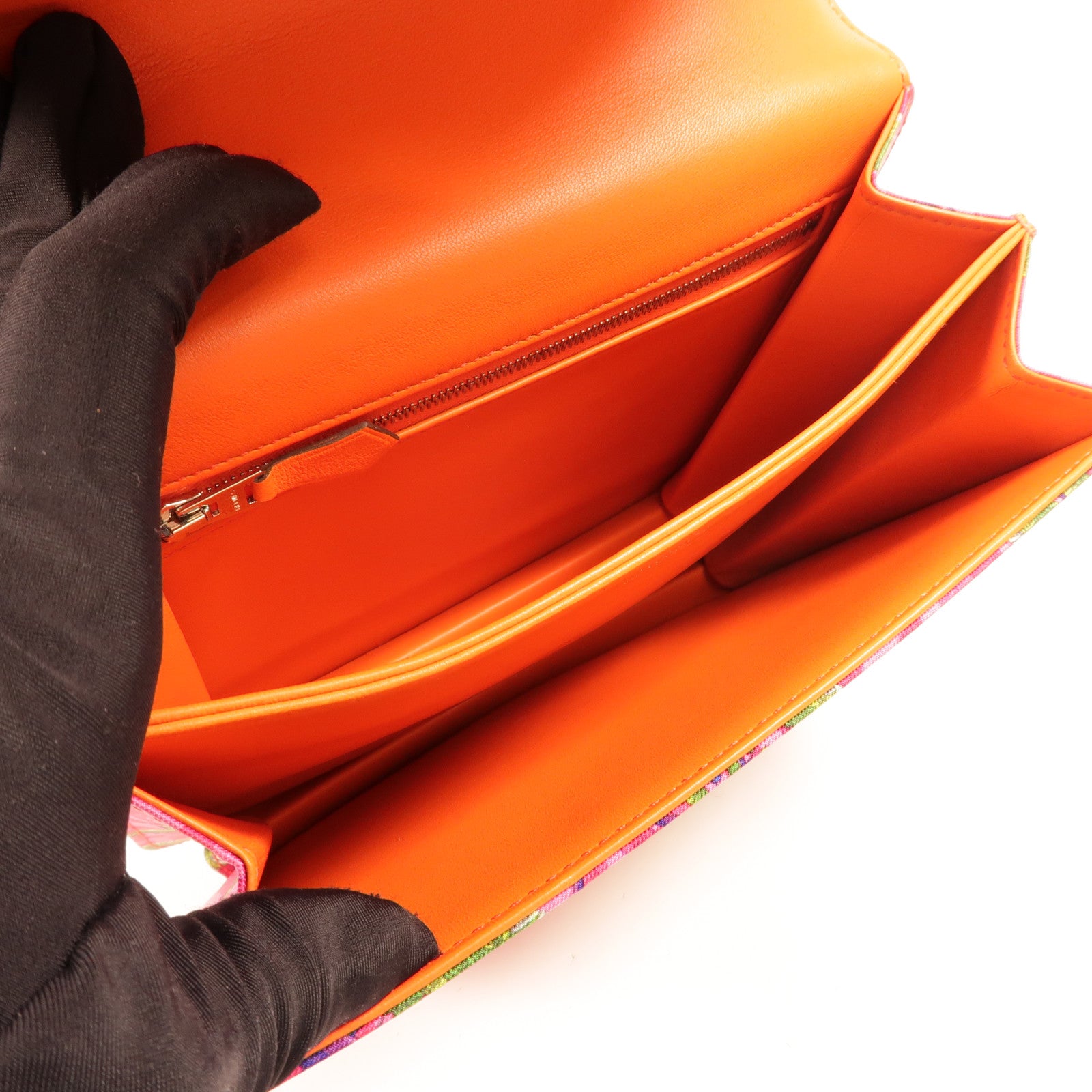 HERMES Swift皮革/Silk 2002 Sieste Au Paradis肩背袋Orange Poppy