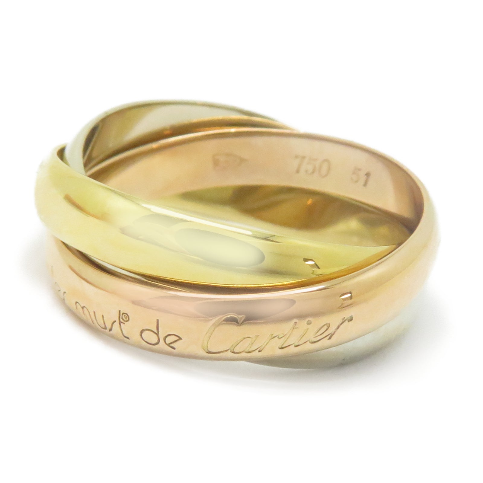 CARTIER 18K黃金/白金/玫瑰金Trinity戒指Cartier#52/US#6