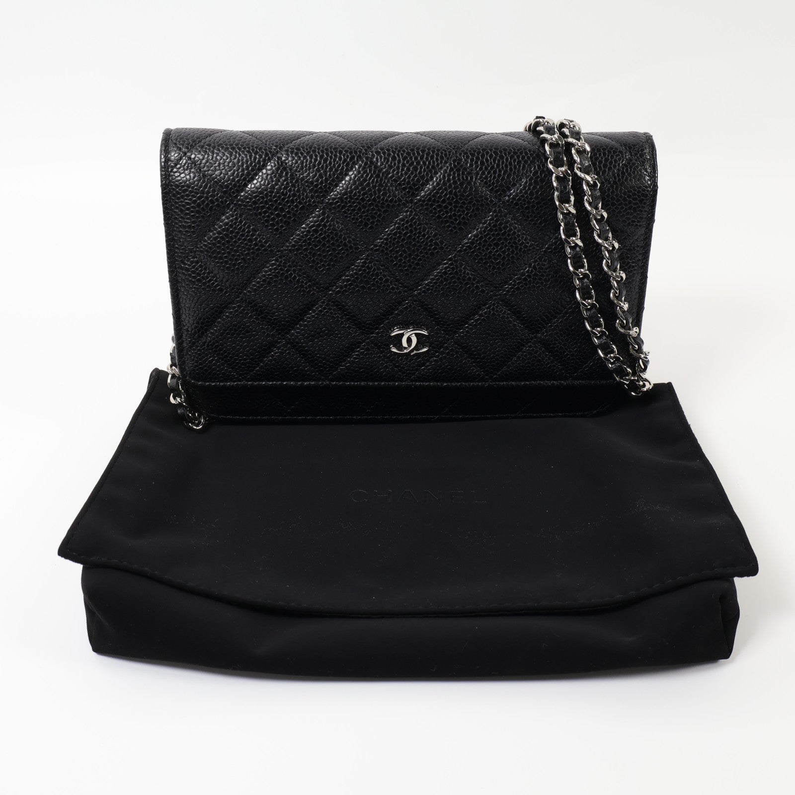 CHANEL 牛皮皮革Wallet On Chain銀扣鏈帶肩背袋