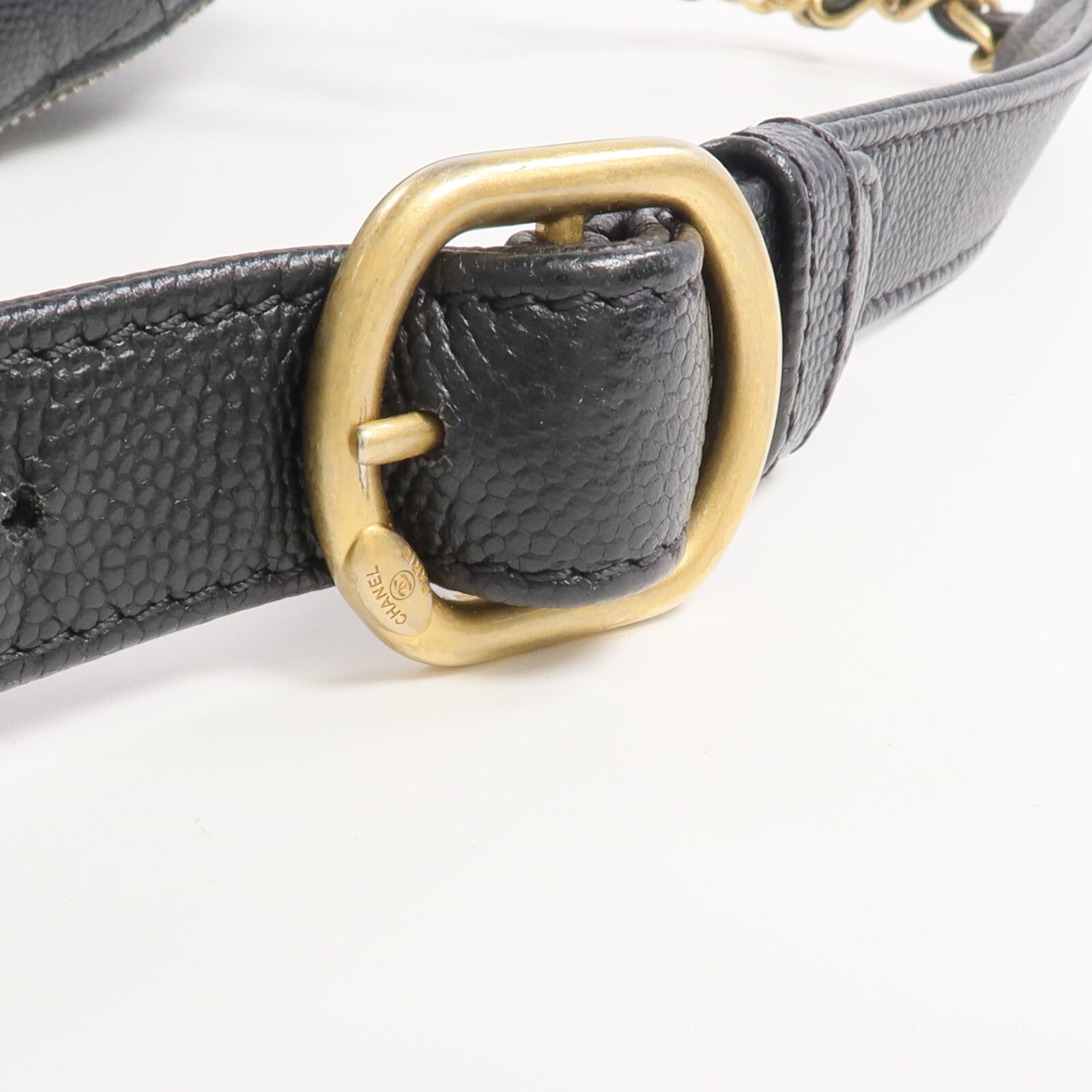 CHANEL 牛皮皮革Filigree Waist Bag金扣腰包
