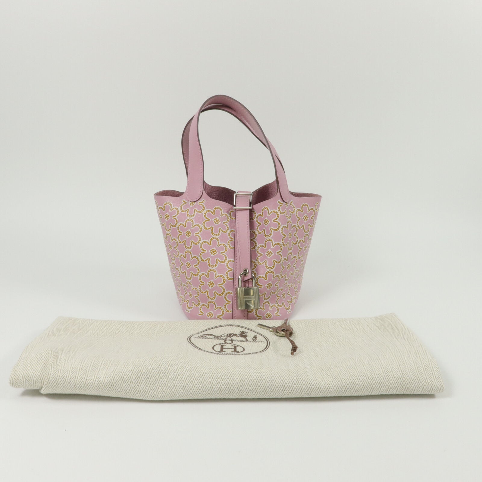 HERMES Swift皮革Picotin 14 Lucky Daisy手挽袋Mauve Sylvestre