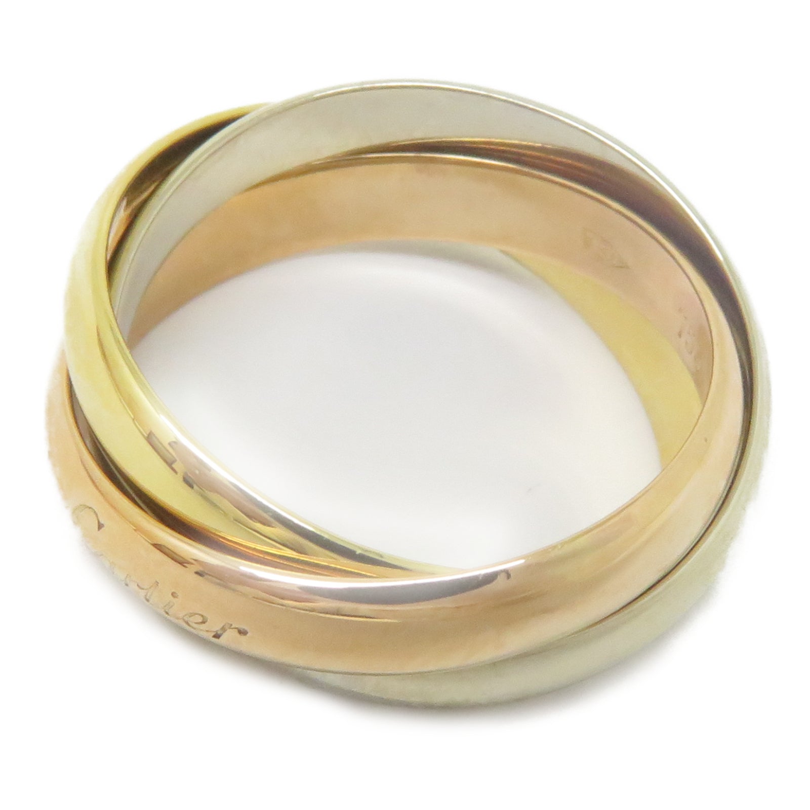 CARTIER 18K黃金/白金/玫瑰金Trinity戒指Cartier#52/US#6