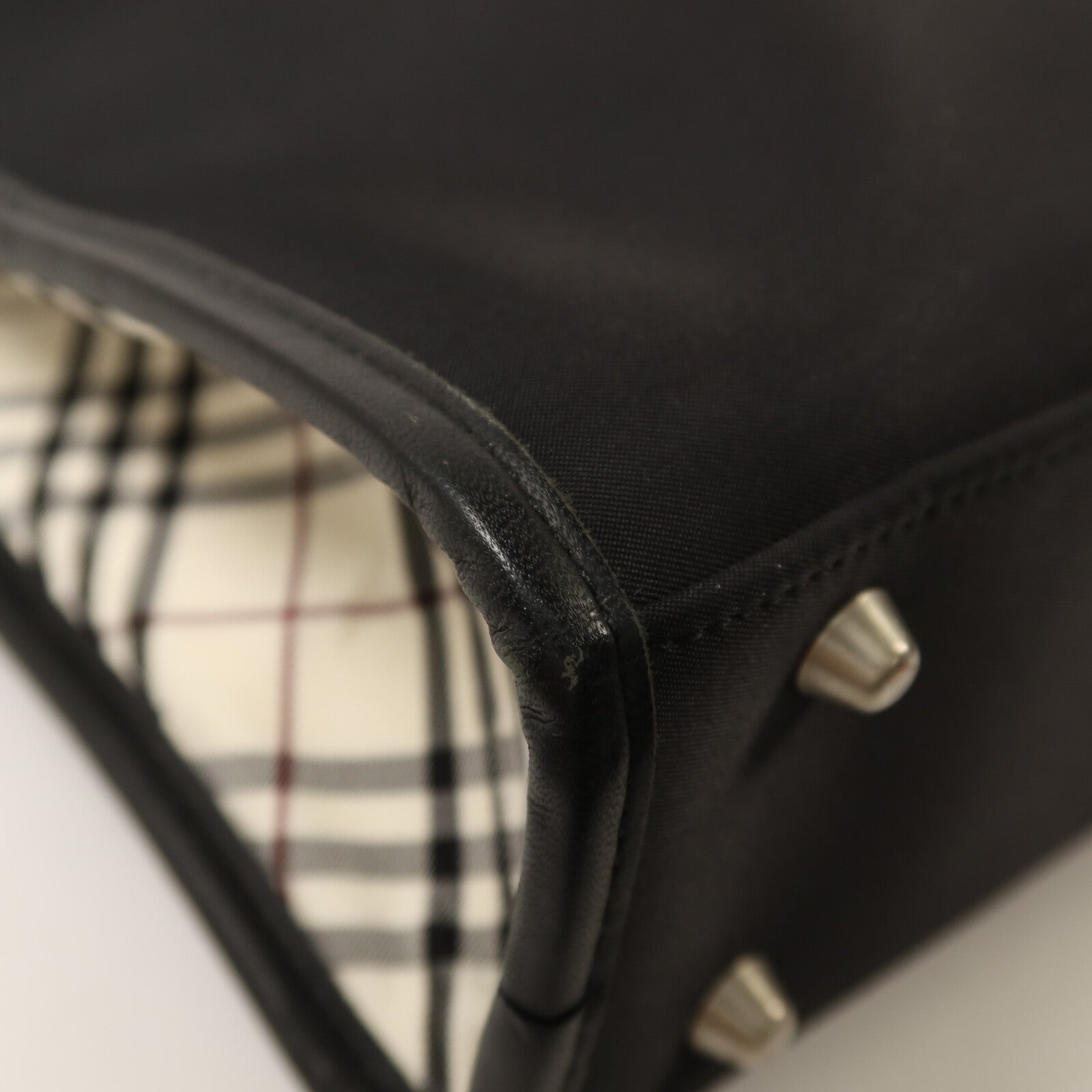 BURBERRY 尼龍/牛皮皮革Brifecase銀扣公事包