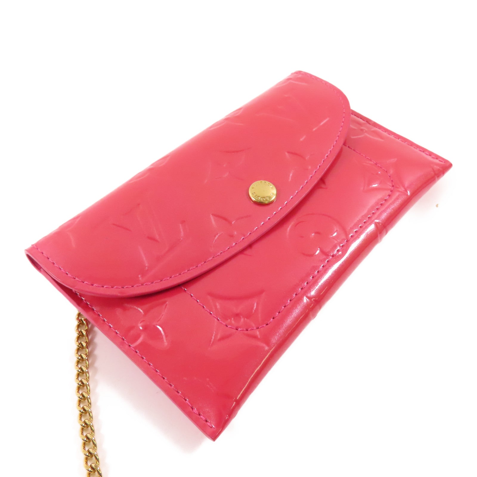 LOUIS VUITTON Vernis Card Case金扣卡片套粉紅色