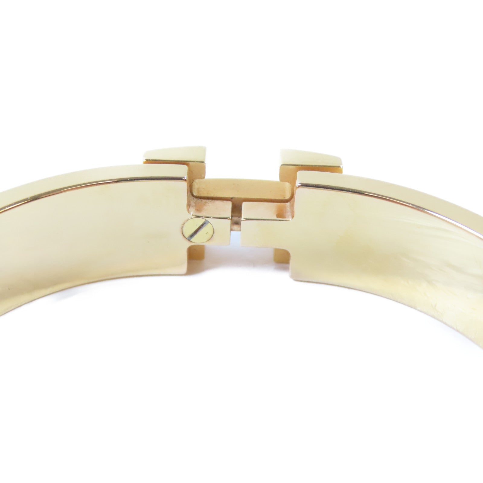 HERMES 金屬Clic H Bracelet手鐲金色/米色