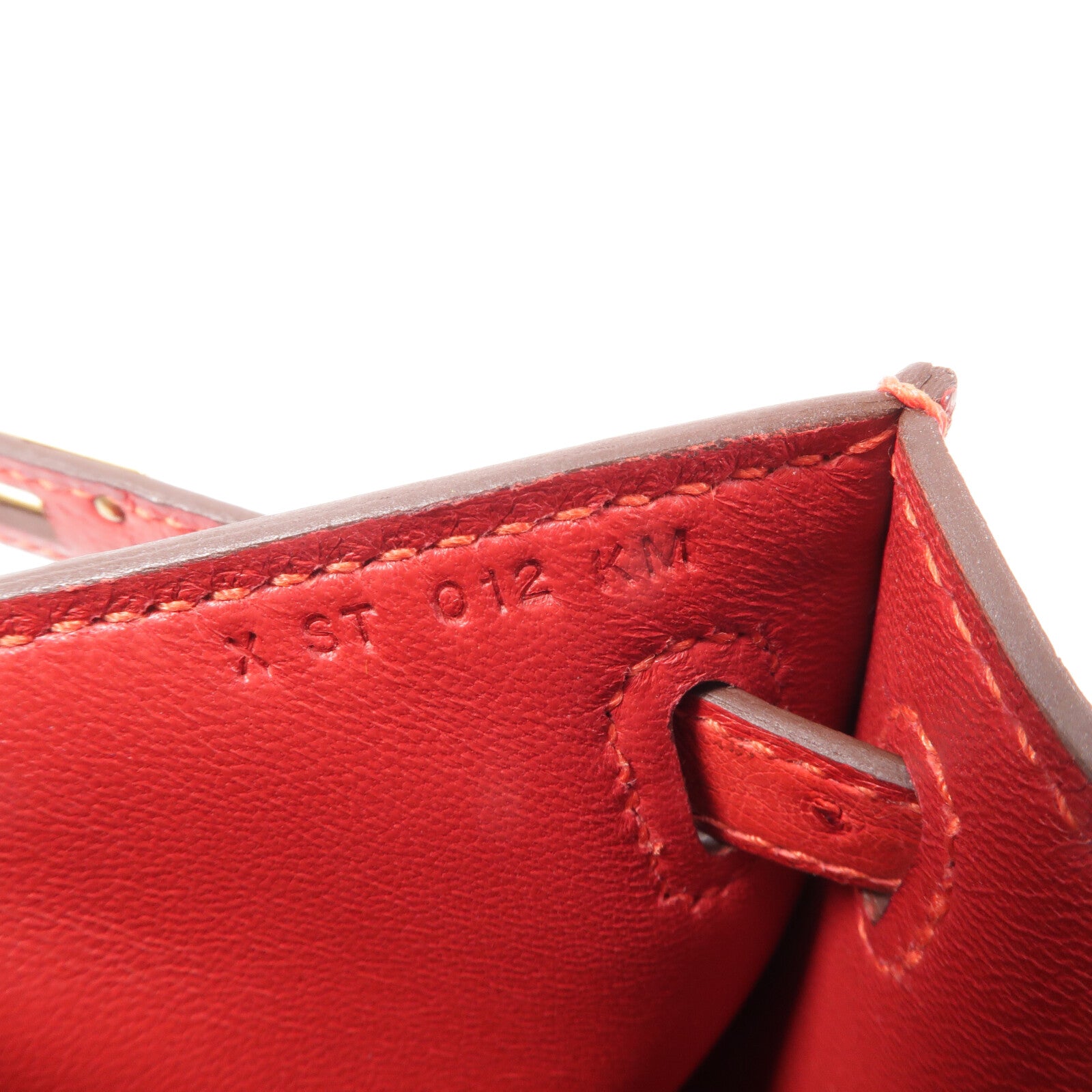 HERMES 鴕鳥皮革Kelly Pochette手挽袋Rouge Vif
