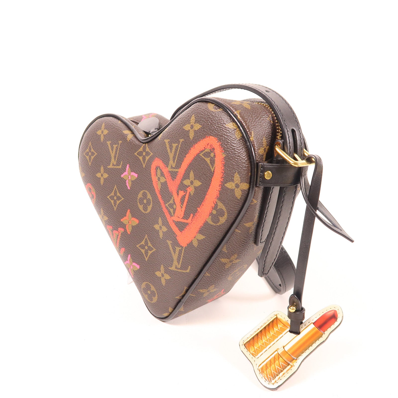 LOUIS VUITTON Monogram Sac Coeur Fall In Love金扣肩背袋棕色