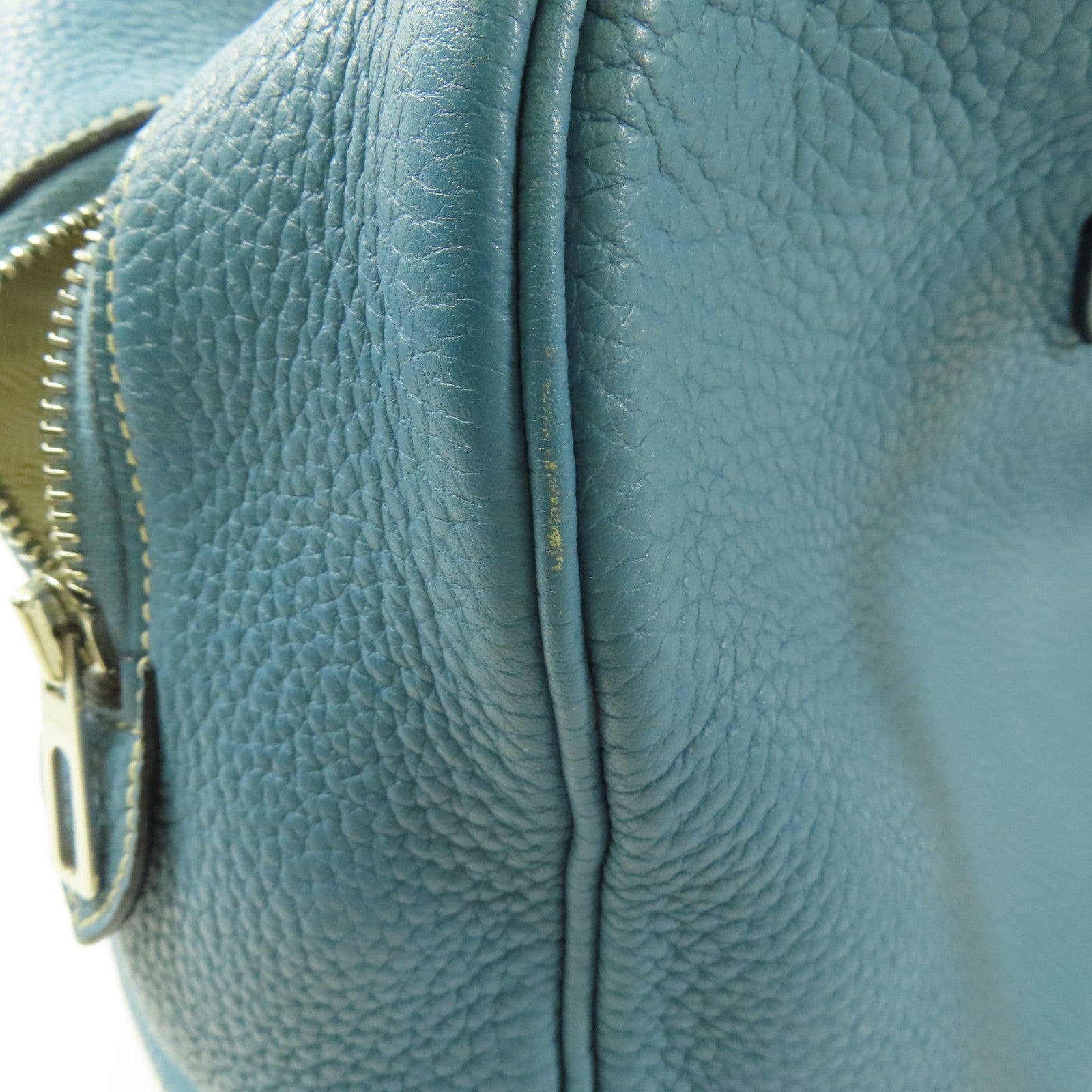 HERMES Clemence皮革Victoria銀扣肩背袋Bleu Jean