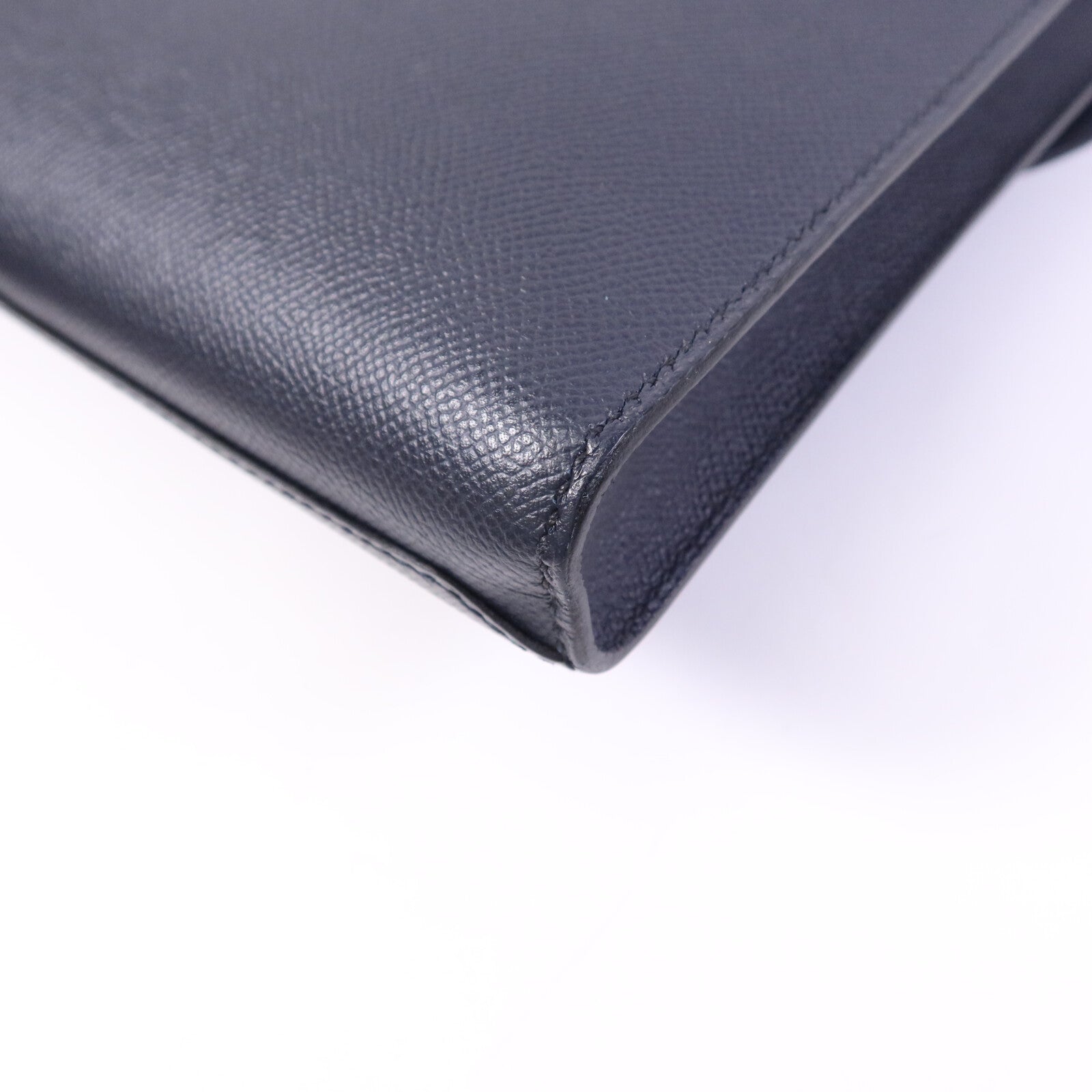 HERMES Epsom皮革Sac a Depeches 37銀扣手挽袋Bleu Indigo/Malachite