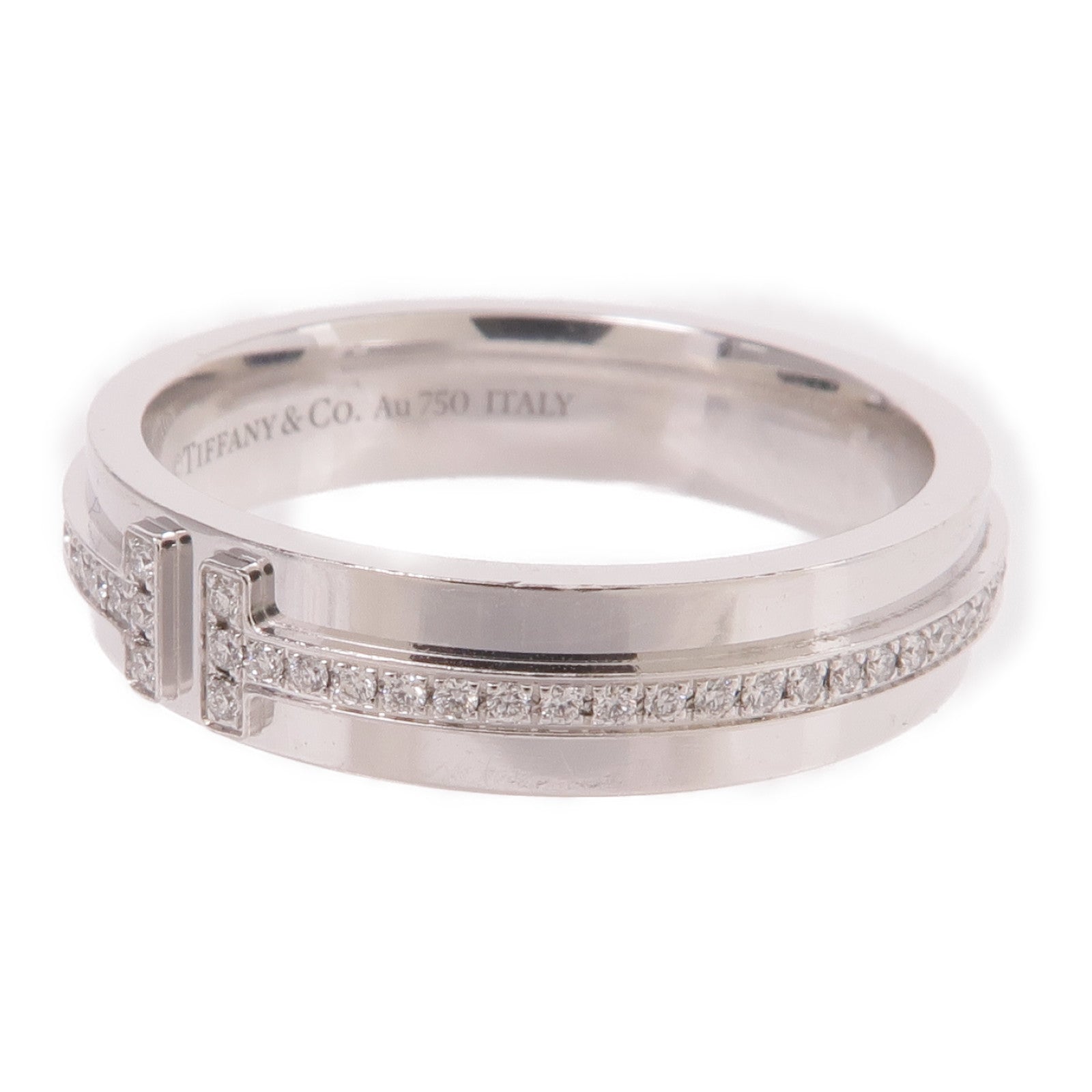 TIFFANY＆CO 18K白金T Narrow Diamond Ring鑽石戒指US#6.5