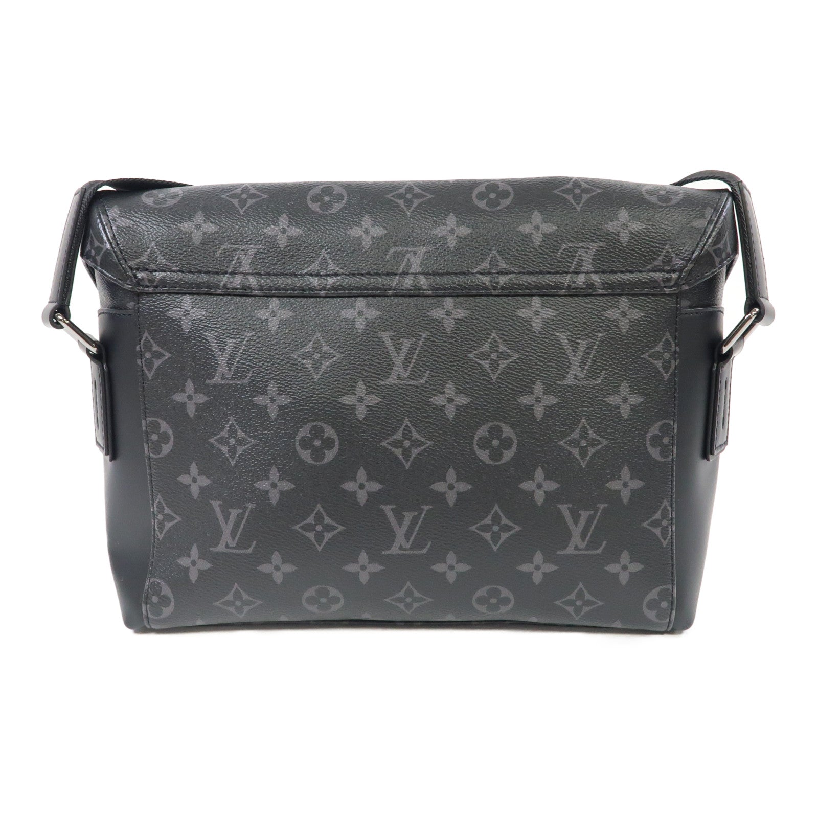 LOUIS VUITTON Monogram Eclipse Messenger PM Voyager銀扣肩背袋黑色