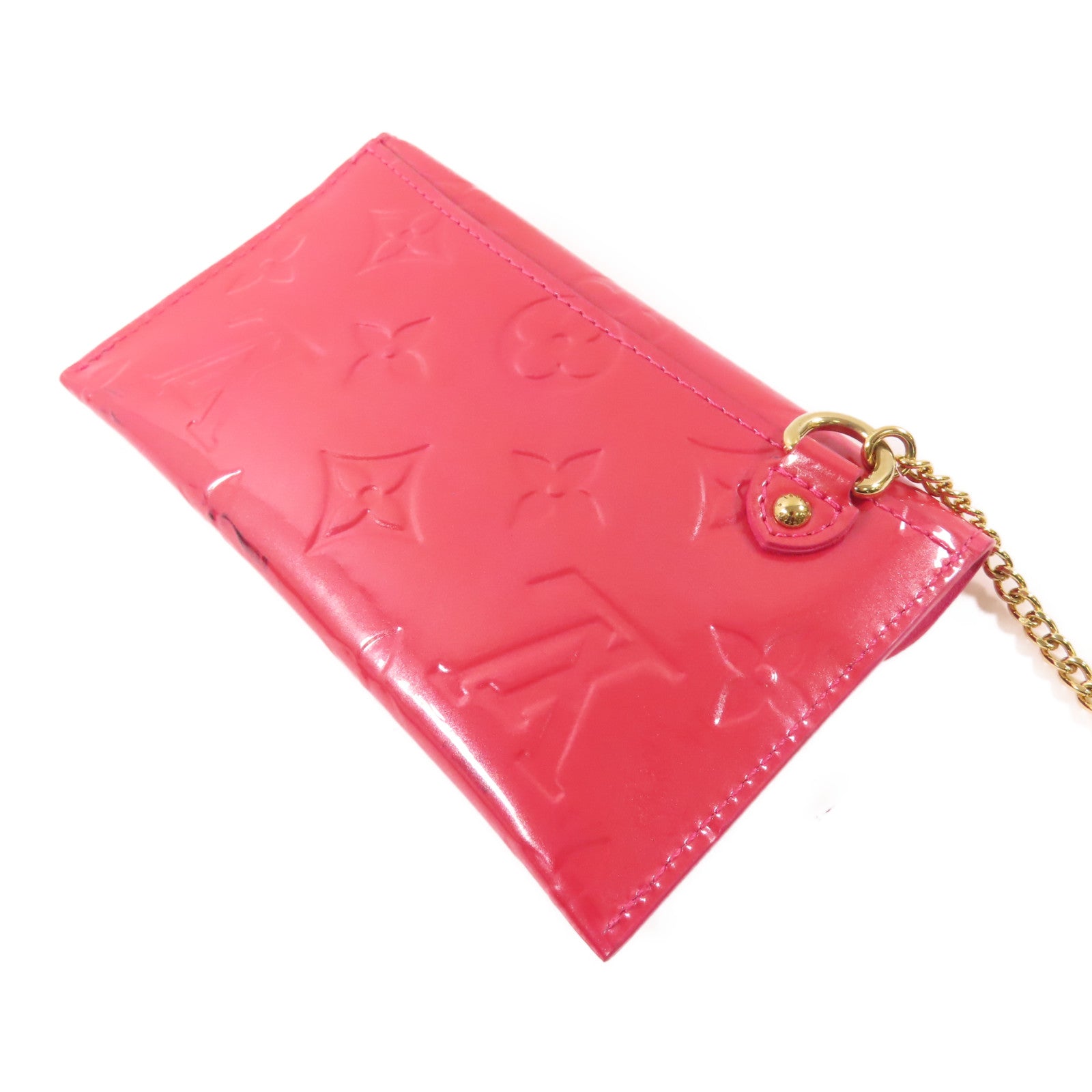 LOUIS VUITTON Vernis Card Case金扣卡片套粉紅色