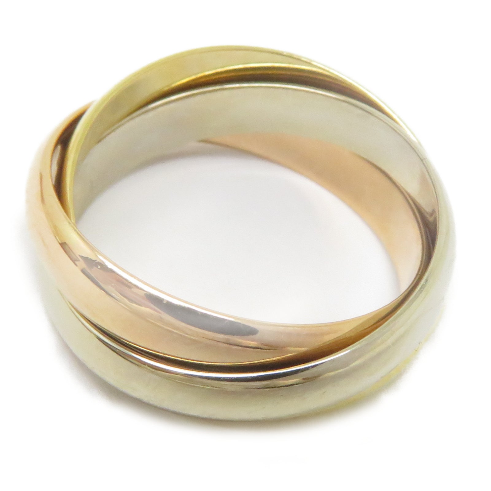 CARTIER 18K黃金/白金/玫瑰金Trinity戒指Cartier#52/US#6