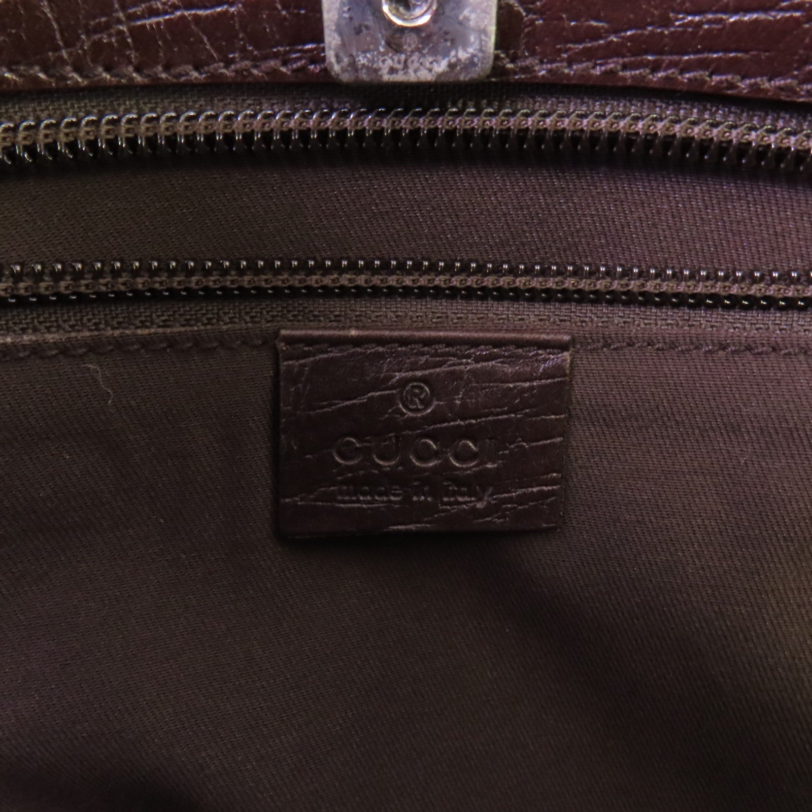 GUCCI 塗層帆布Tote Bag銀扣肩背袋