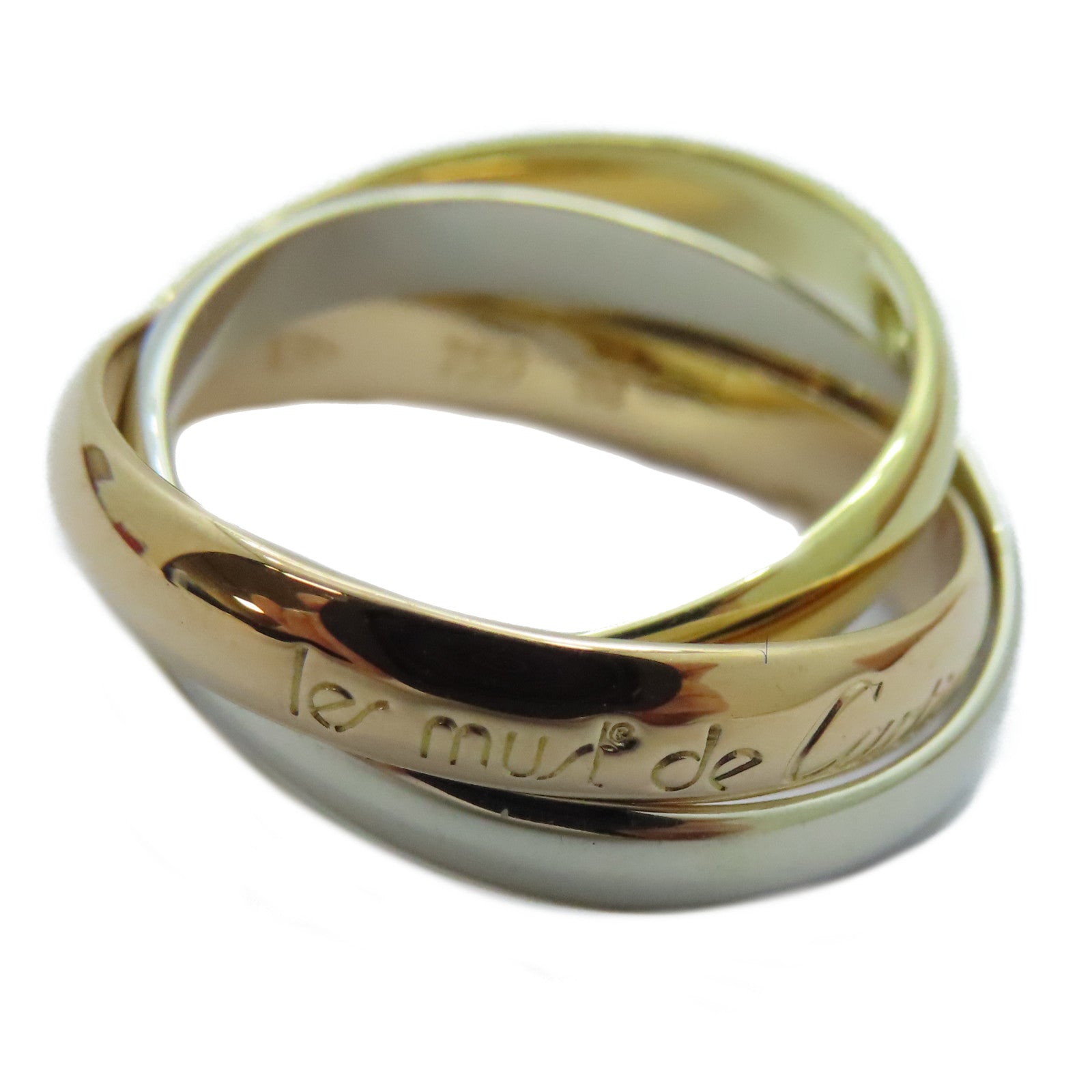 CARTIER 18K黃金/白金/玫瑰金Trinity Ring戒指Cartier#53 US#6.75