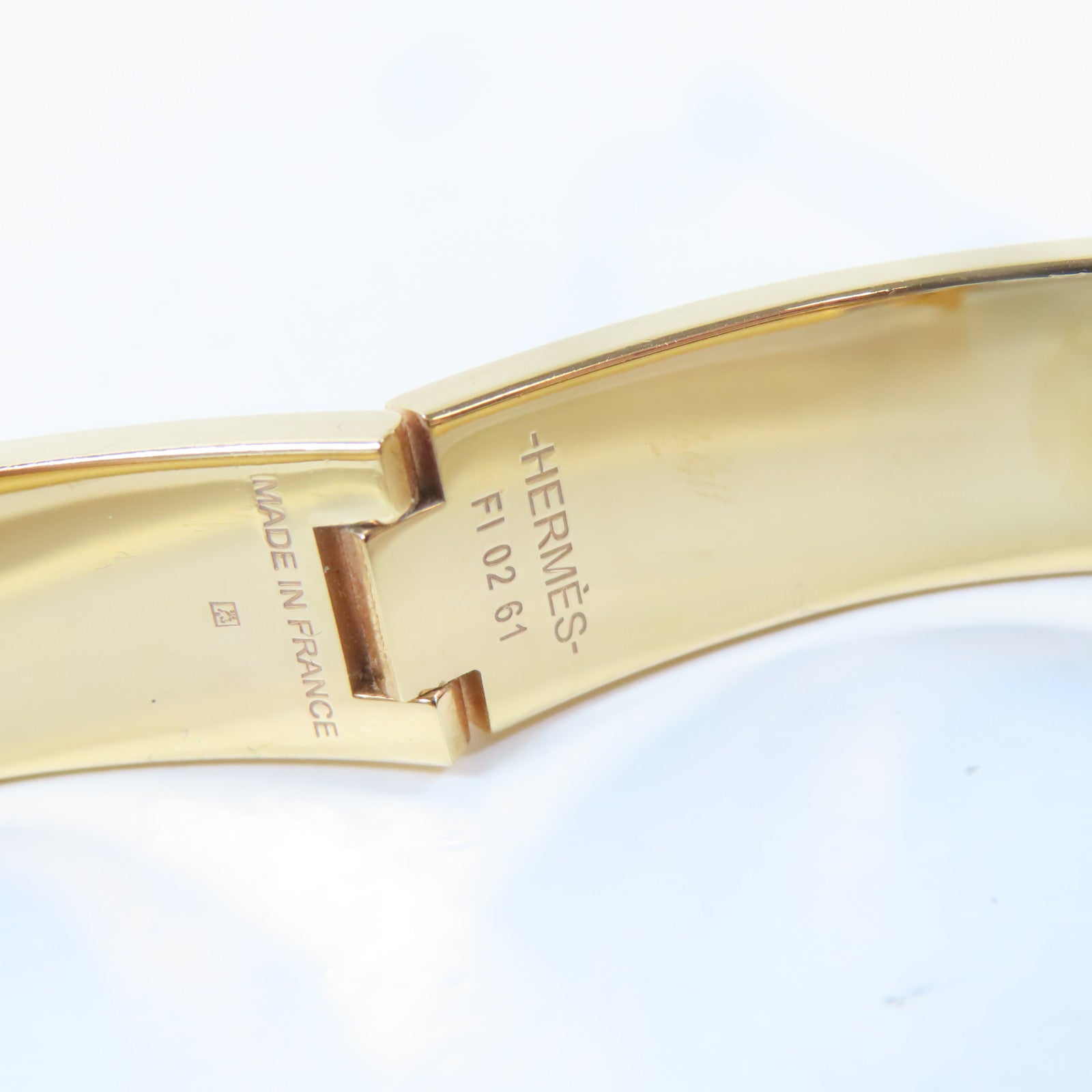 HERMES 金屬Clic H Bracelet手鐲金色/米色