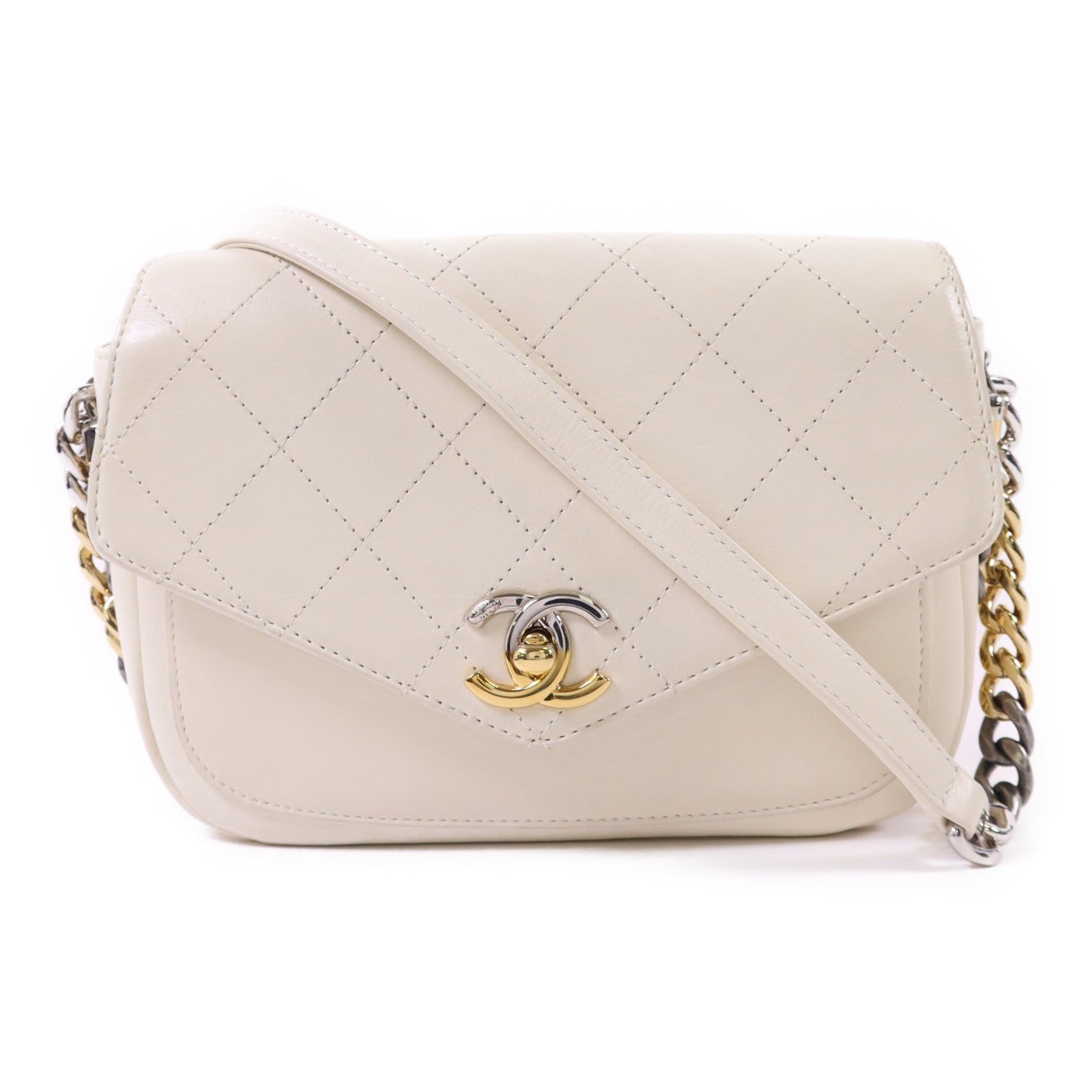 CHANEL 【激減優惠】牛皮皮革Chain Shoulder銀扣鏈帶肩背袋