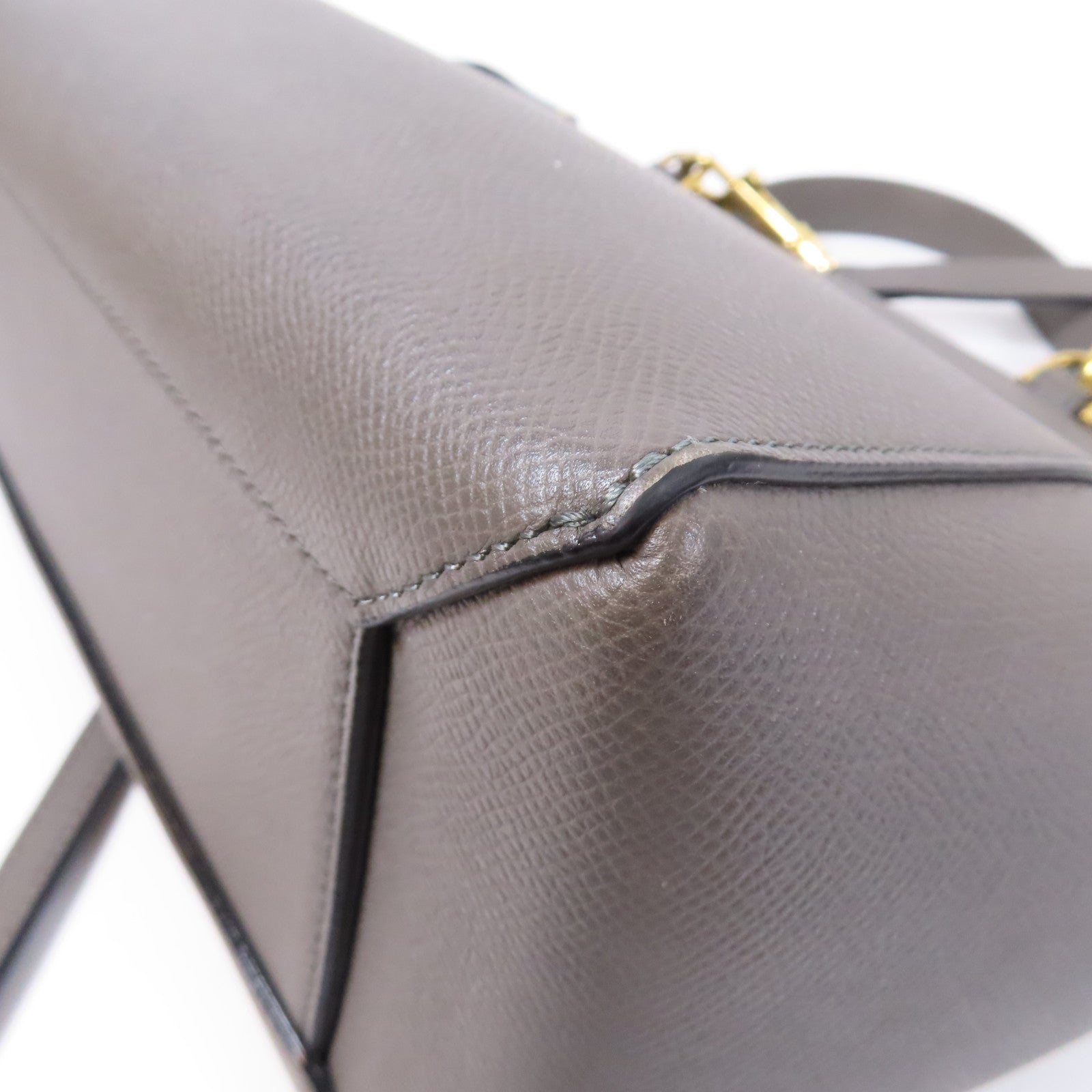 CELINE 牛皮皮革Micro Belt Bag金扣手挽肩背兩用袋灰色