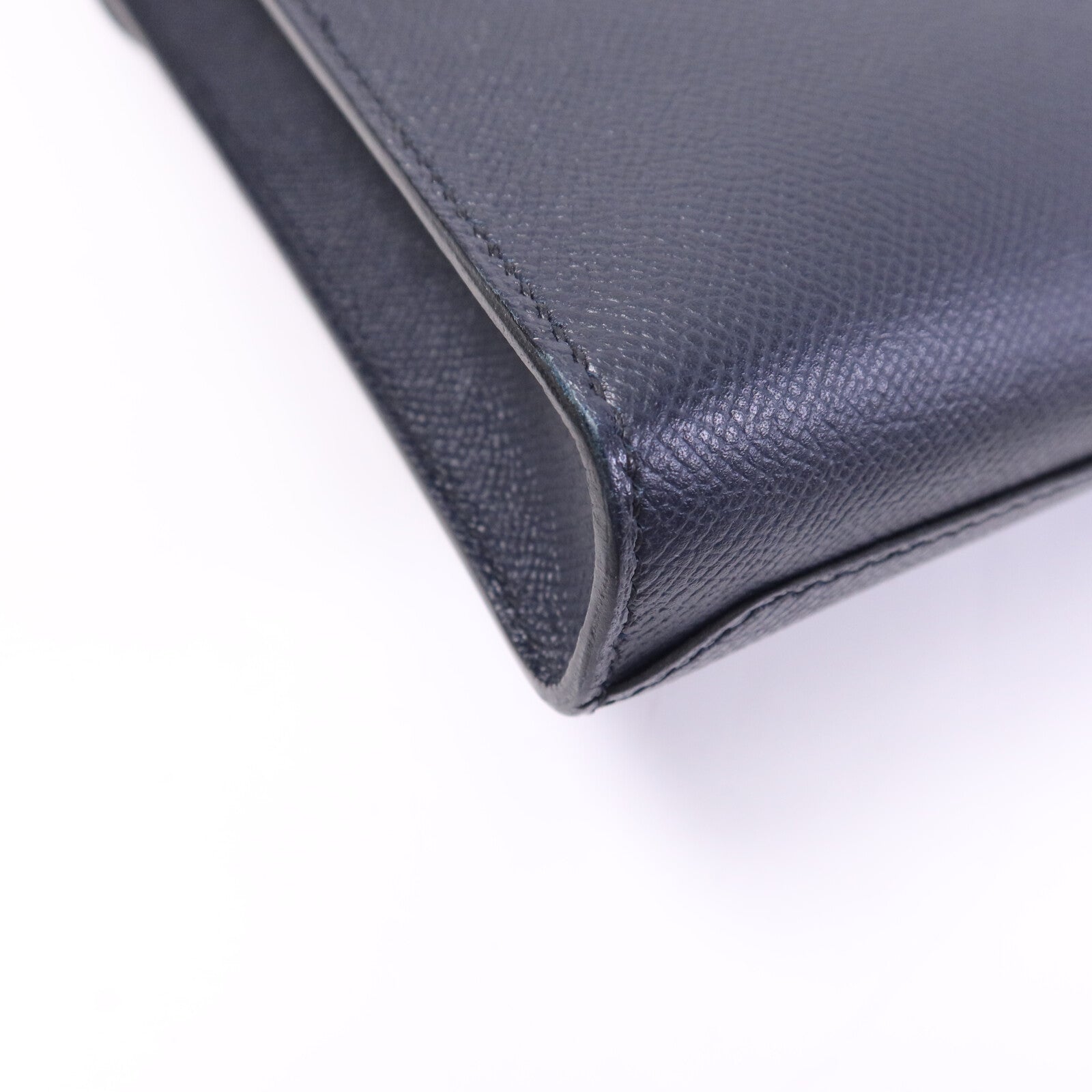 HERMES Epsom皮革Sac a Depeches 37銀扣手挽袋Bleu Indigo/Malachite