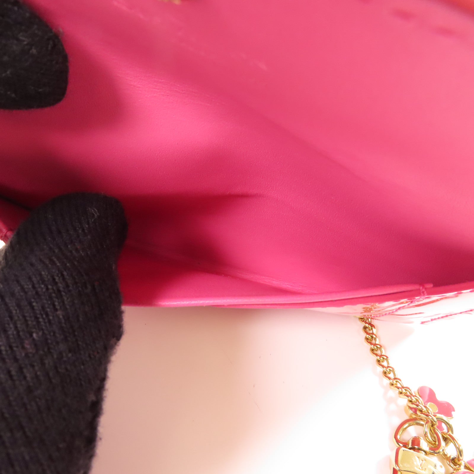 LOUIS VUITTON Vernis Card Case金扣卡片套粉紅色