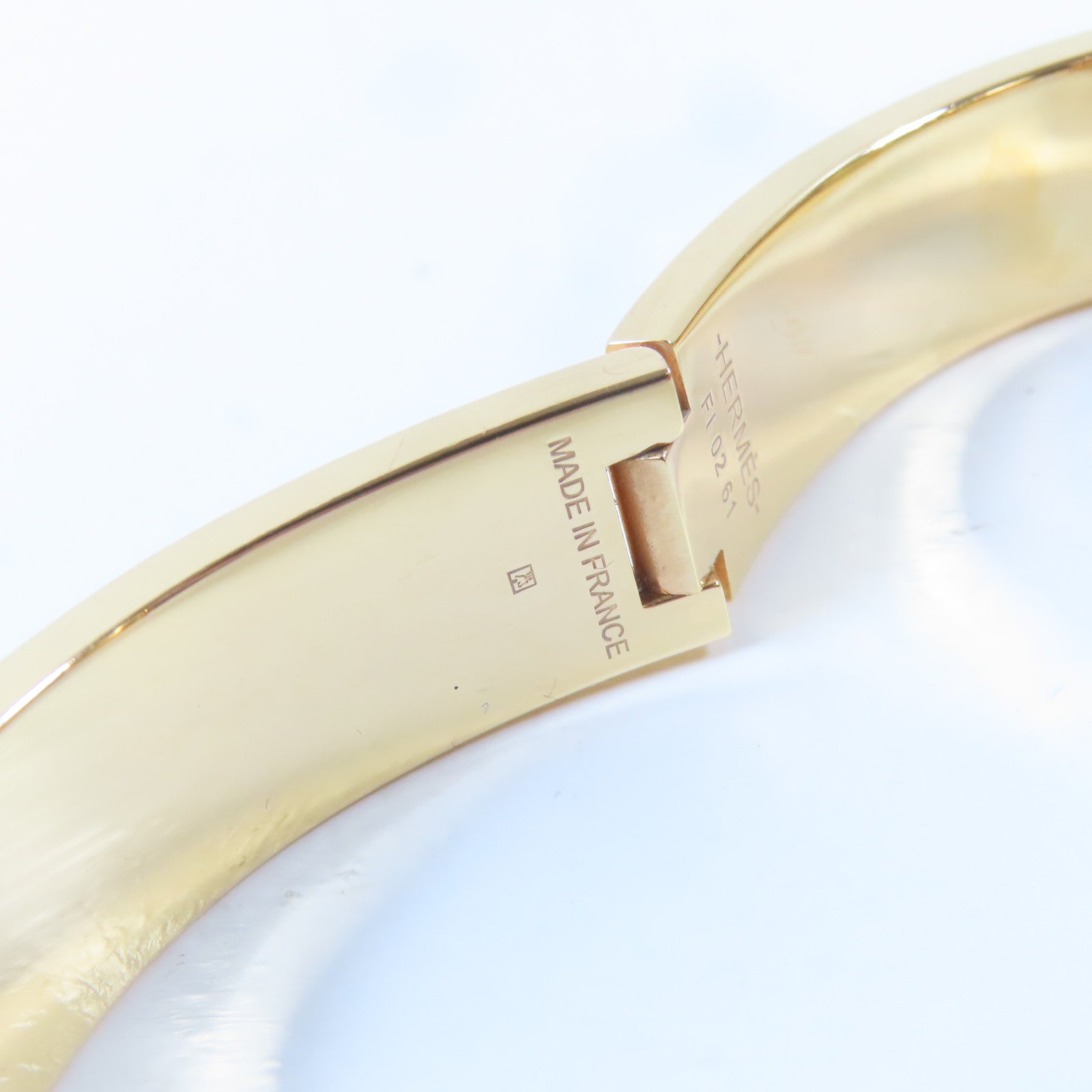 HERMES 金屬Clic H Bracelet手鐲金色/米色