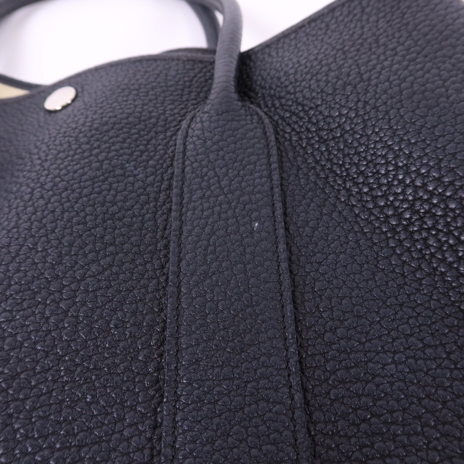 HERMES Negonda皮革Garden Party PM銀扣手挽袋Noir