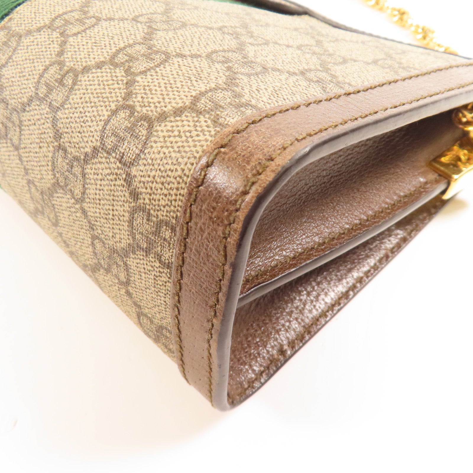 GUCCI 塗層帆布GG Supreme Ophidie金扣鏈帶肩背袋