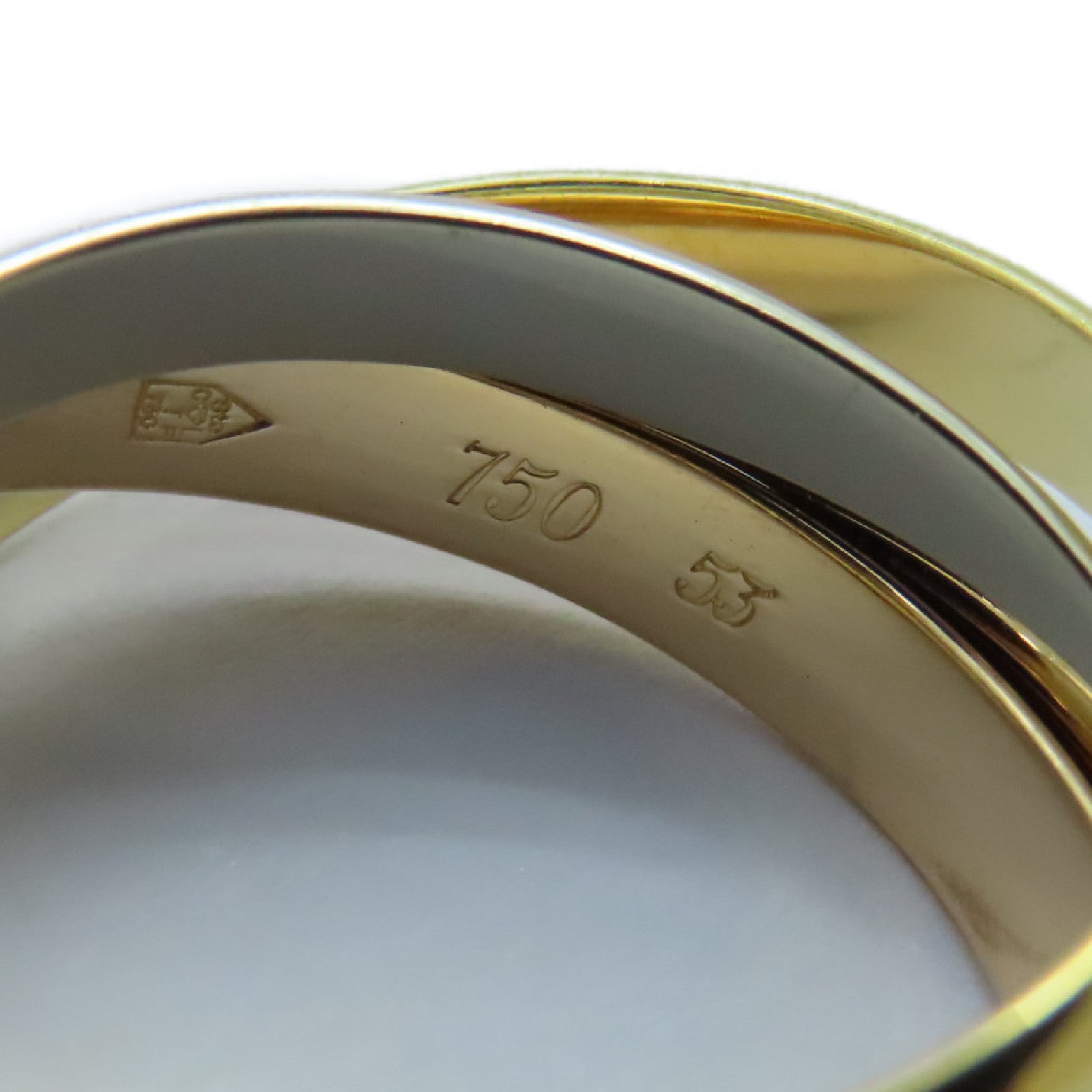 CARTIER 18K黃金/白金/玫瑰金Trinity Ring戒指Cartier#53 US#6.75