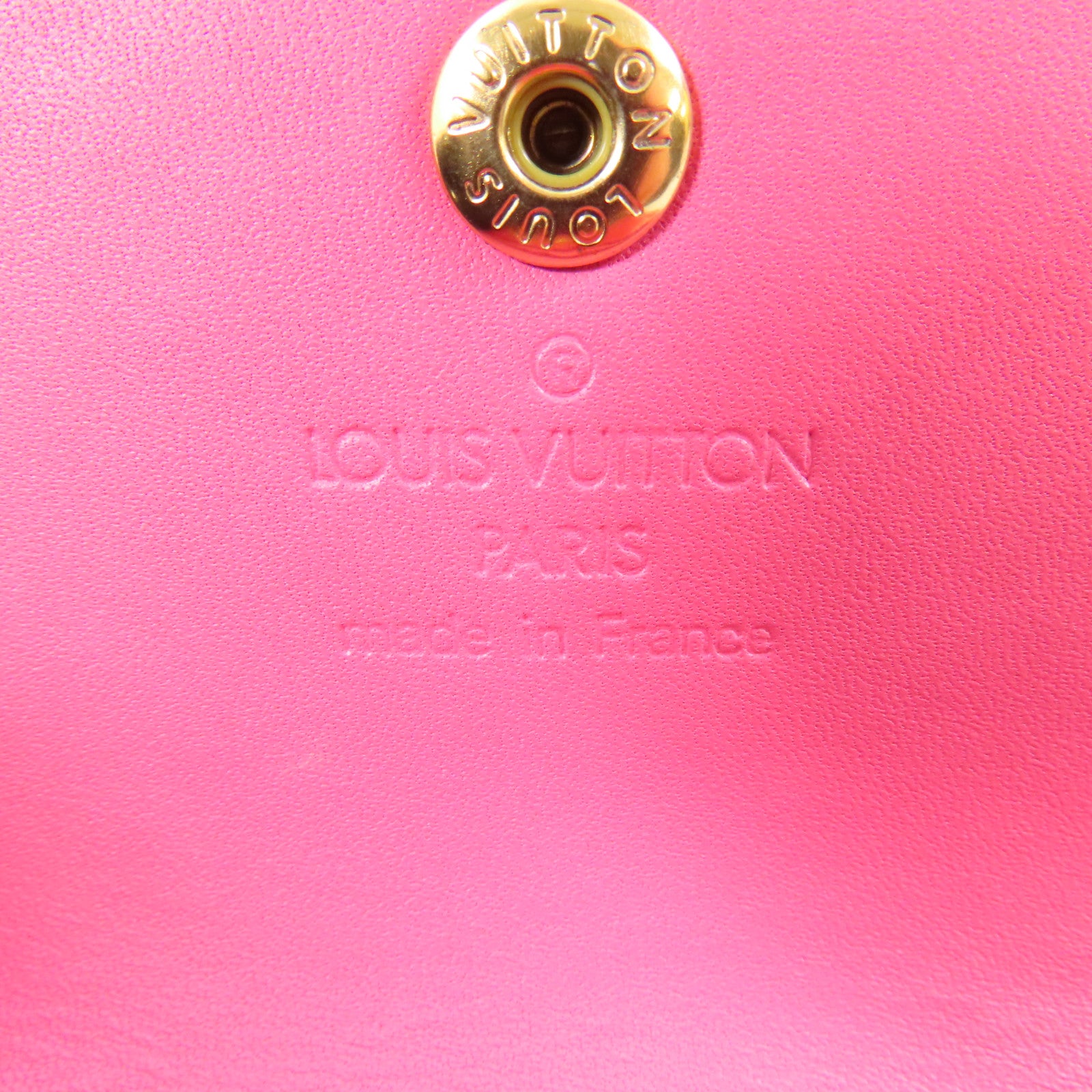 LOUIS VUITTON Vernis Card Case金扣卡片套粉紅色